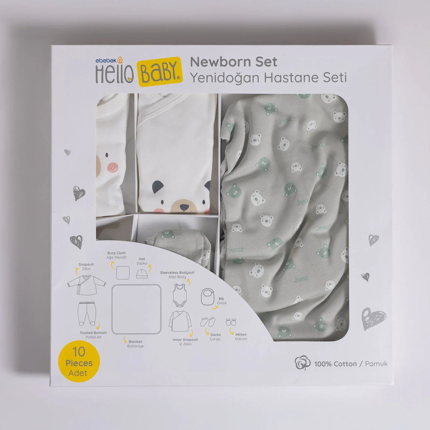 HelloBaby Boy 10pcs Newborn Set - Green