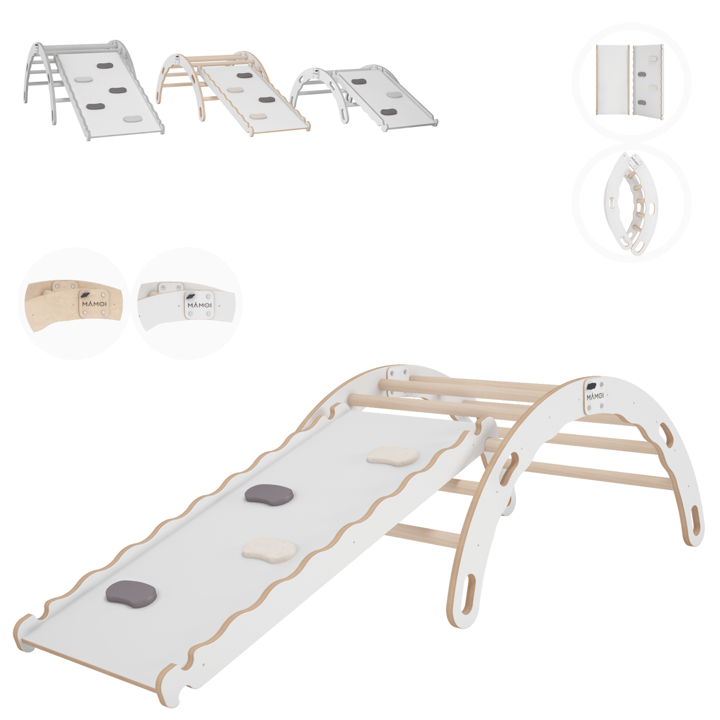 MAMOI® Indoor climbing frame for toddlers, Wooden baby gym with slide, Play gym rocker toys made of wood for toddler, Rockers montessori climbing frame age 1-3-0