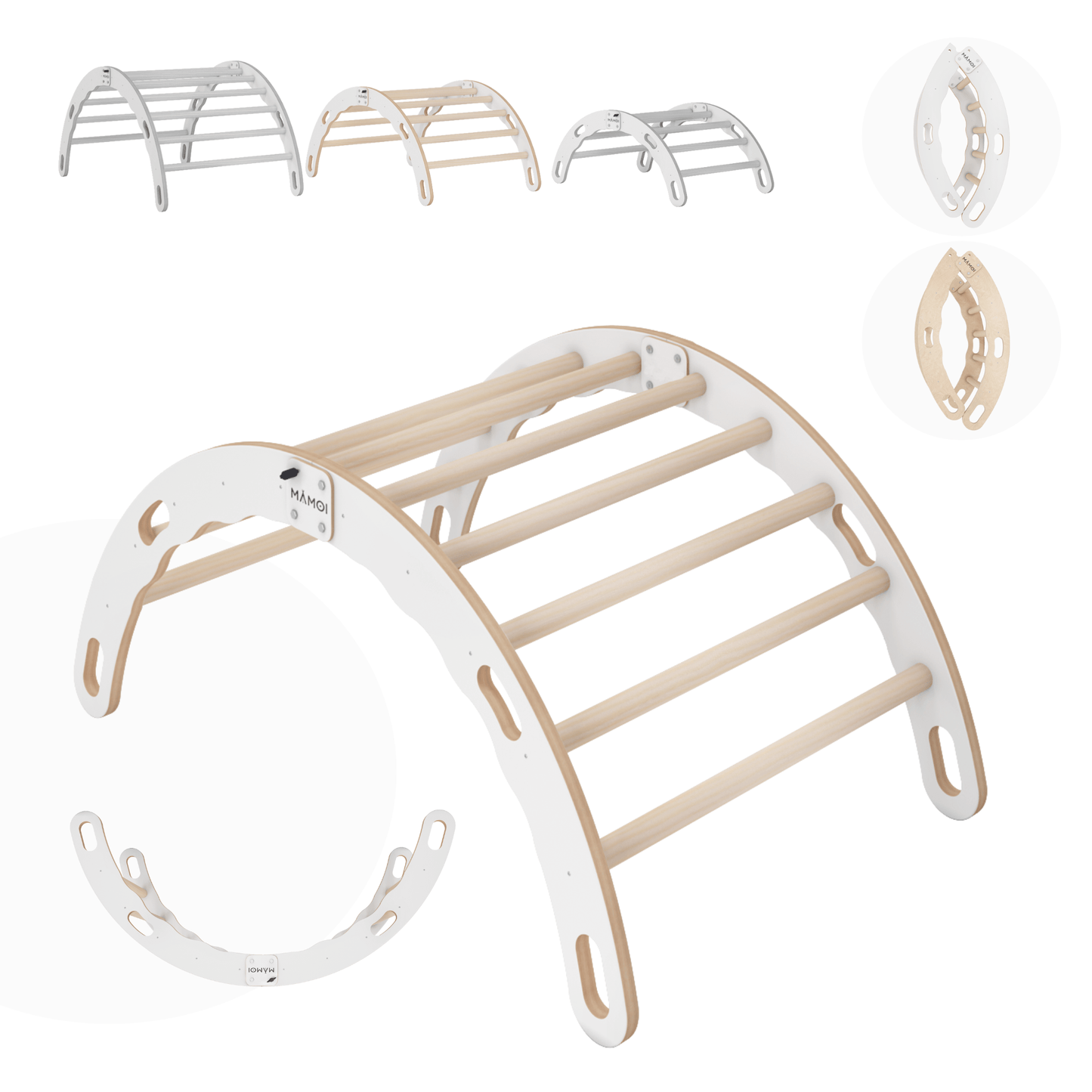 MAMOI® Indoor climbing frame for toddlers, Wooden baby gym, Play gym rocker toys made of wood for toddler, Rockers montessori climbing frame age 1-3-0