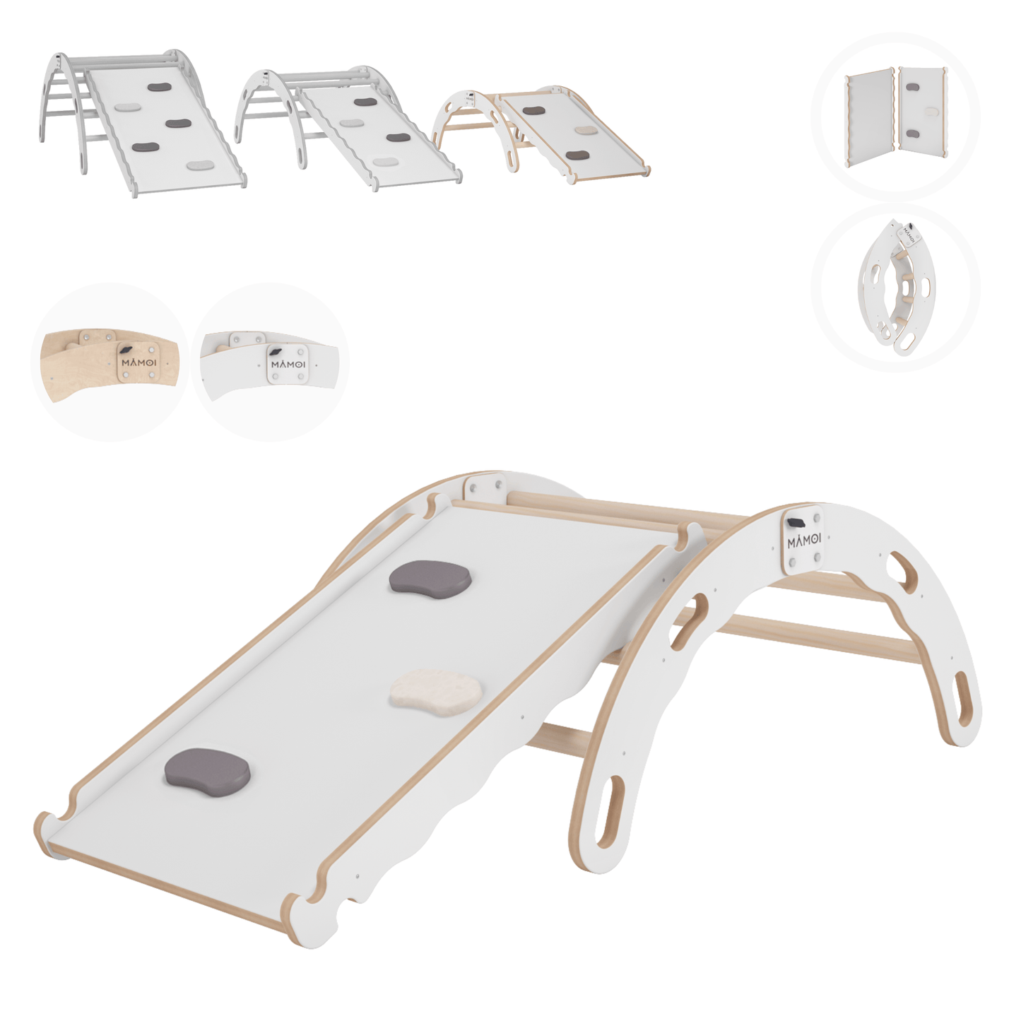 MAMOI® Indoor climbing frame for toddlers, Wooden baby gym with slide, Play gym rocker toys made of wood for toddler, Rockers montessori climbing frame age 1-3-0