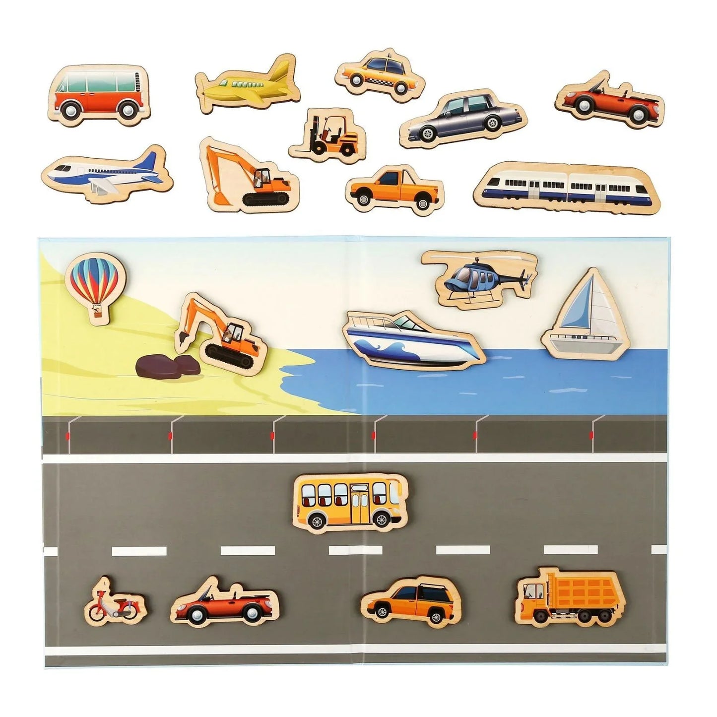 Rossie Wooden Magnetic Vehicle Playset