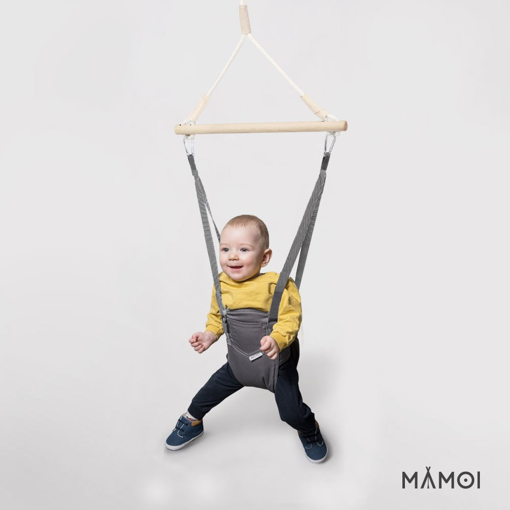 MAMOI® Baby bouncer Grey, Swing seat, Indoor rocking bouncy chair, Toddler jolly jumper rocker, Door frame swings, Jumpers and bouncers for babies from 6 months-3