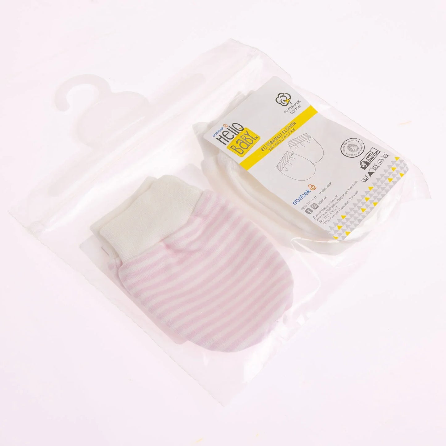 HelloBaby Newborn Striped-Straight Mittens - Pink