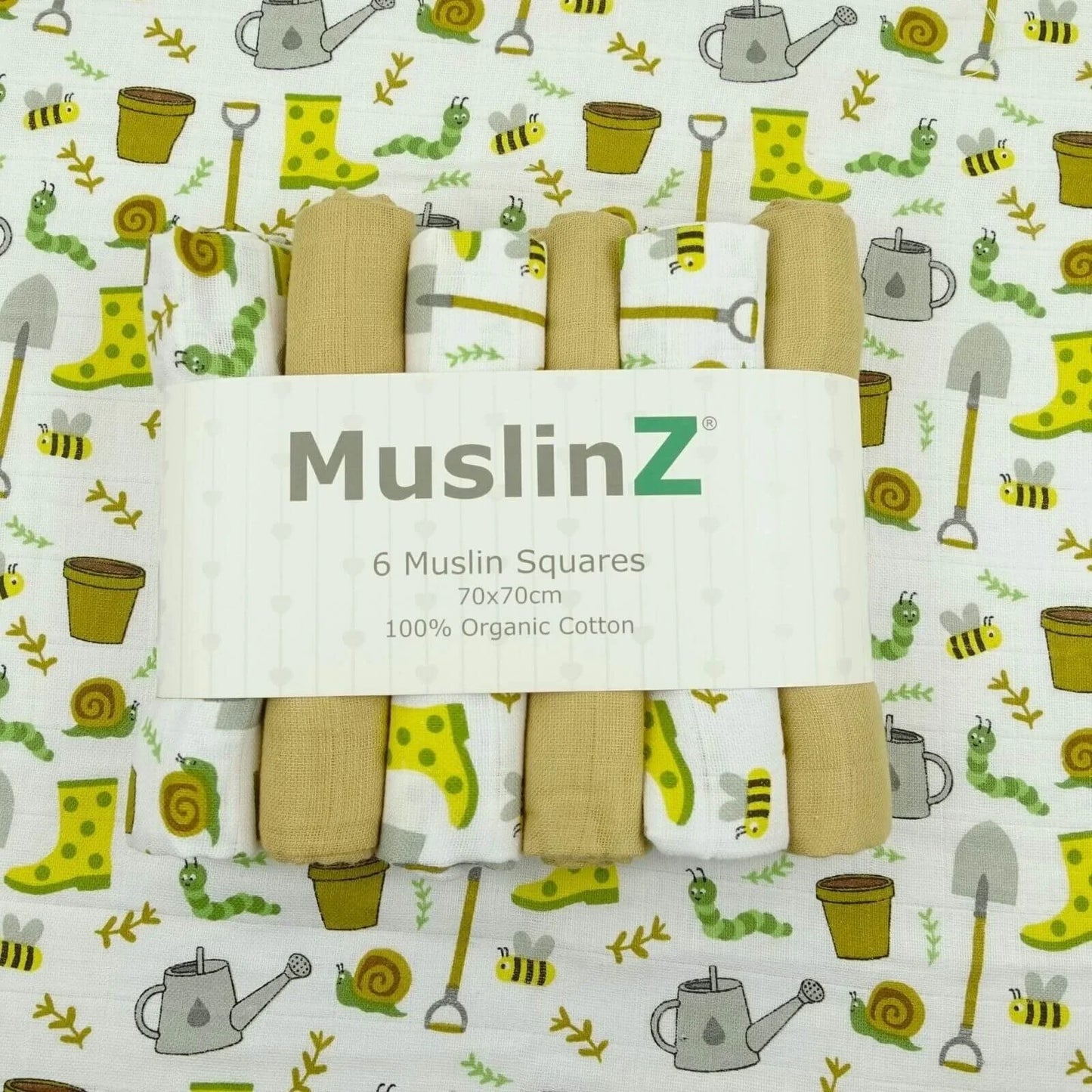 MuslinZ 6 Pack Organic Cotton Muslin Squares 70x70cm - Garden