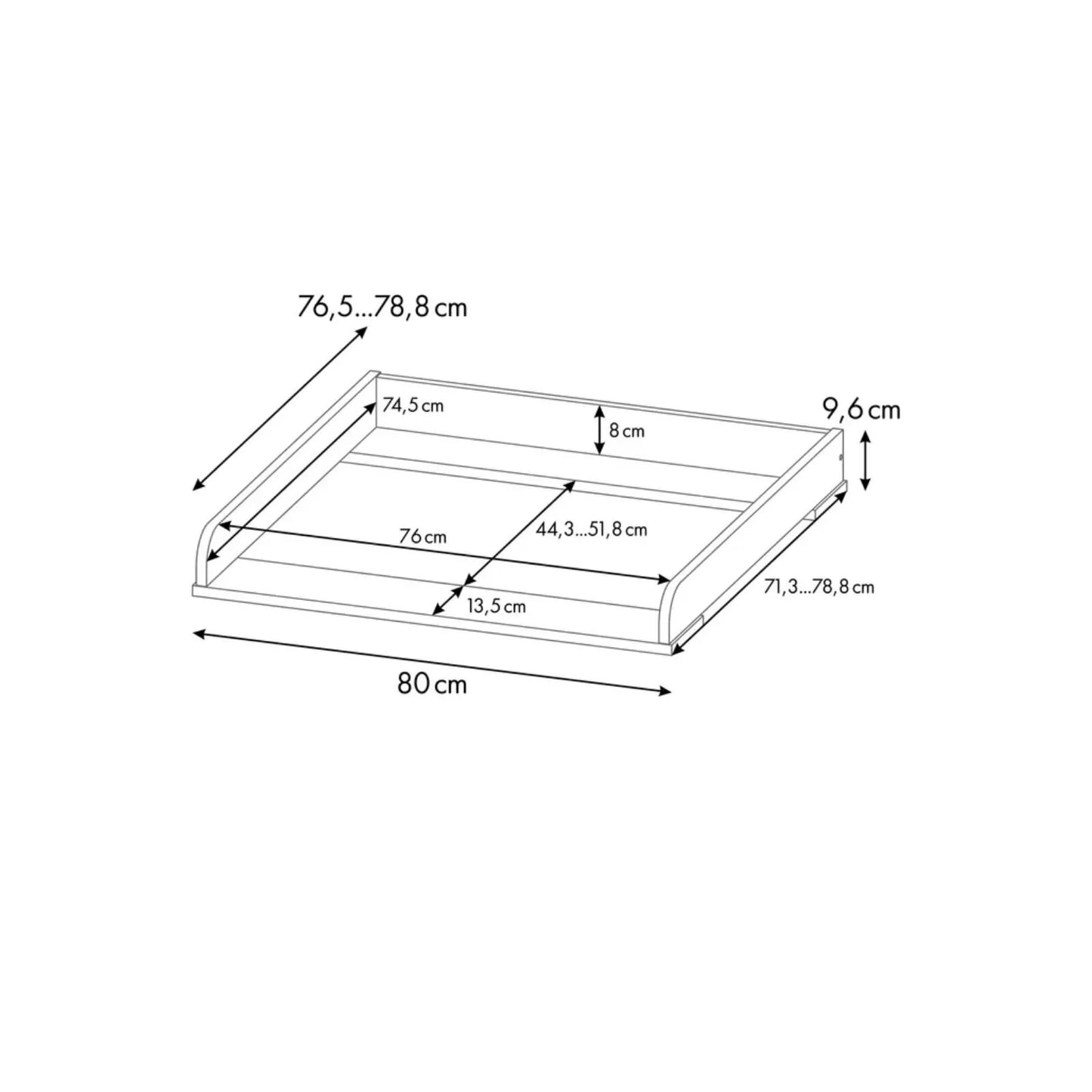 Shefa Kids 800 Universal Dresser Baby Changing Top - Grey