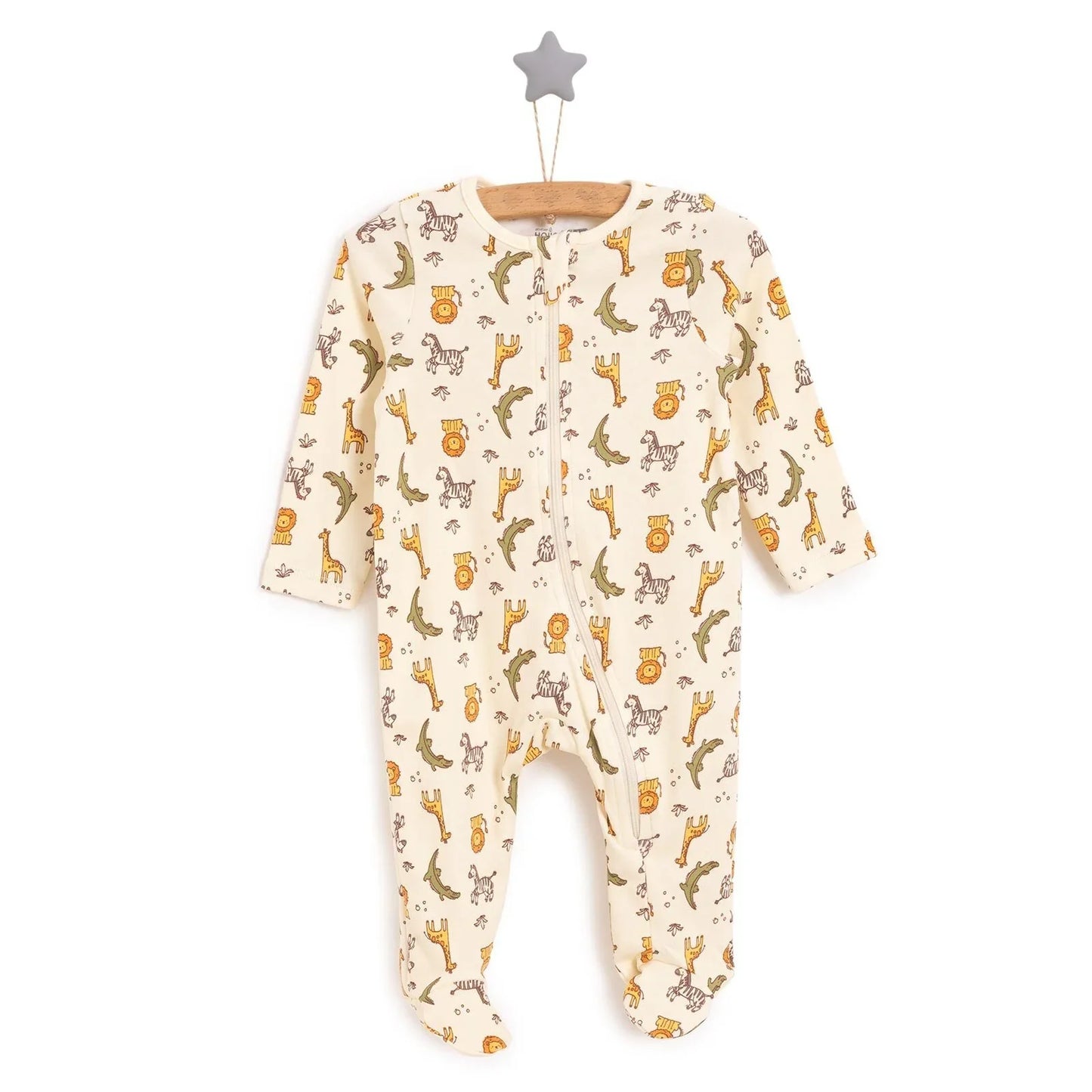HelloBaby Newborn Boy Footed Jumpsuit - Beige