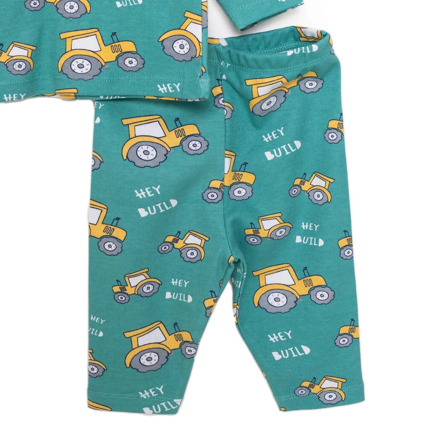 HelloBaby Baby Boy Tractor Patterned Collar Pyjamas 2 pcs - Green