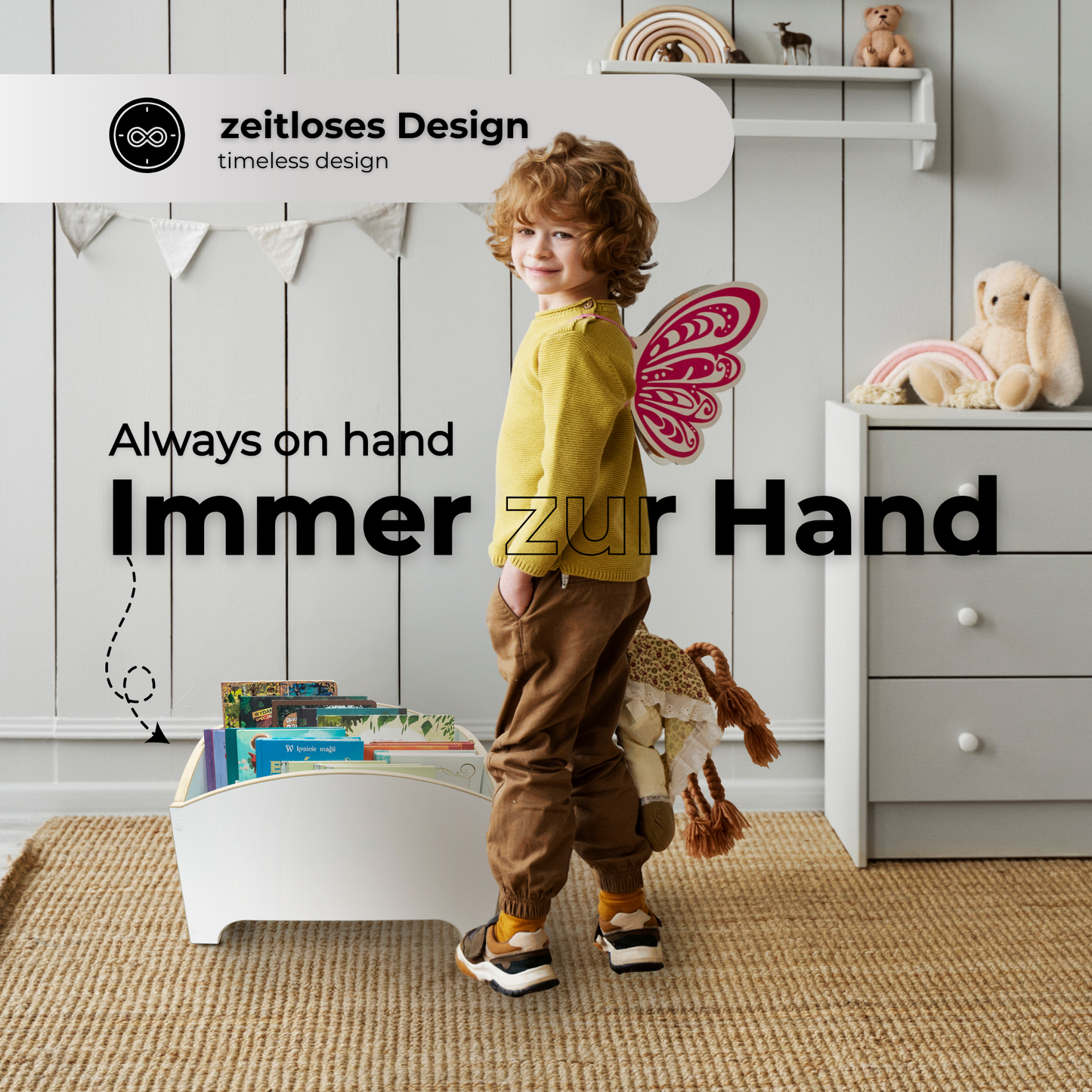 MAMOI® Bookshelf for children, book shelf, wall shelf children's shelf, book box for children's room, book shelf children's bookshelf, book bench wood, play box white-3