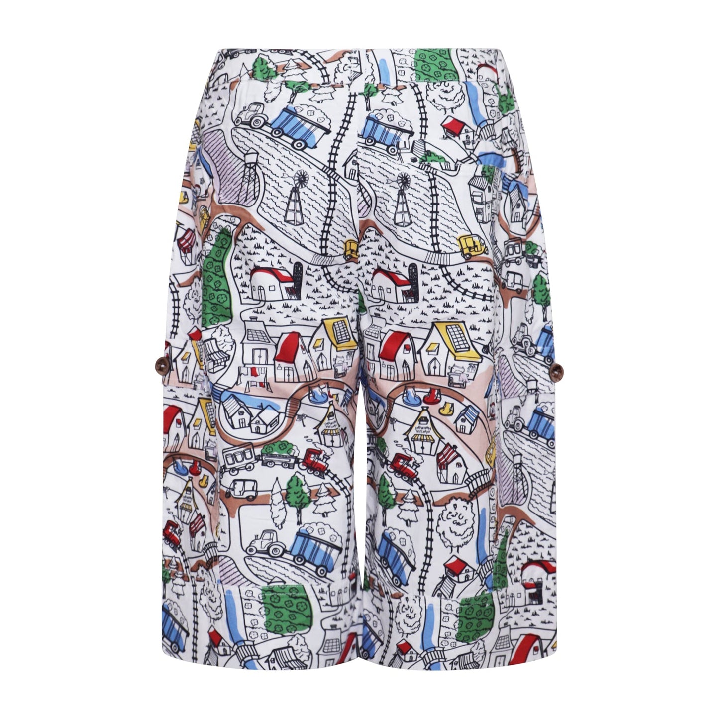 Village Print Boys Cargo Shorts-1