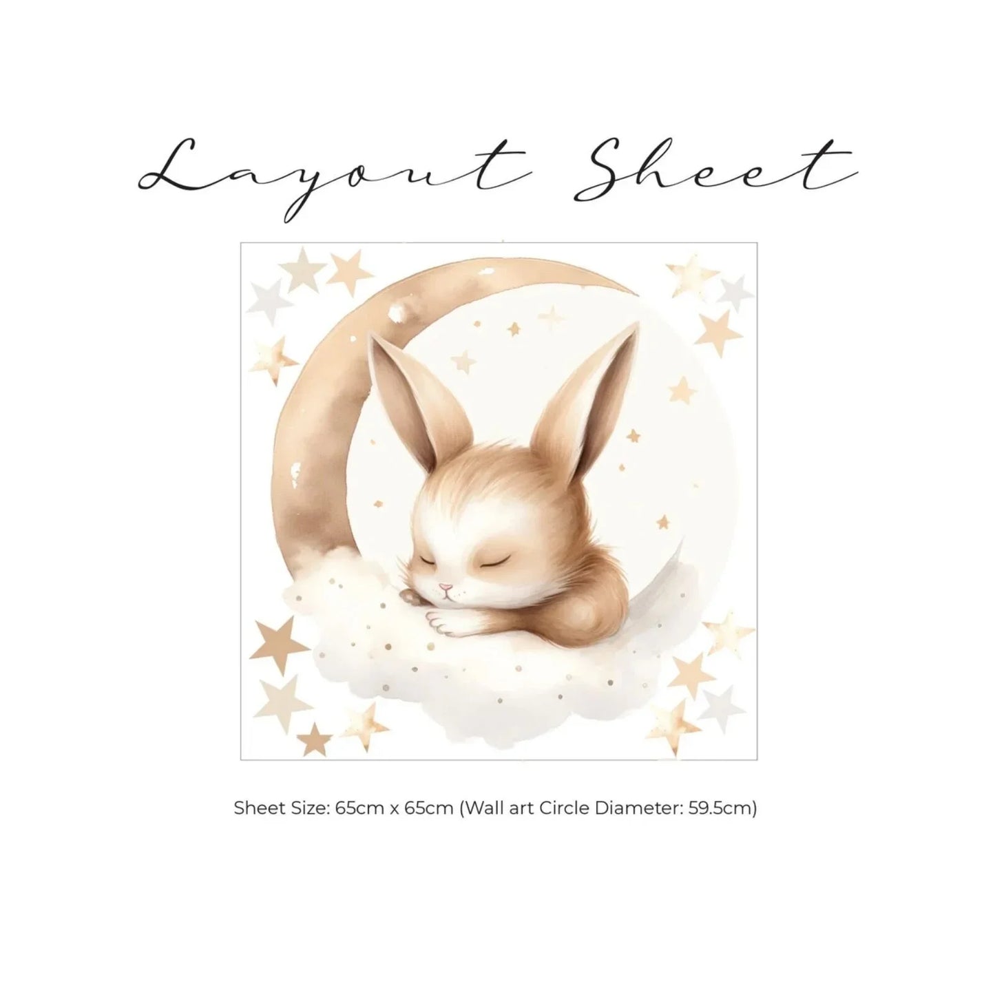 Live Vida Sleeping Bunnies Circle Wall Art Stickers 2 pcs