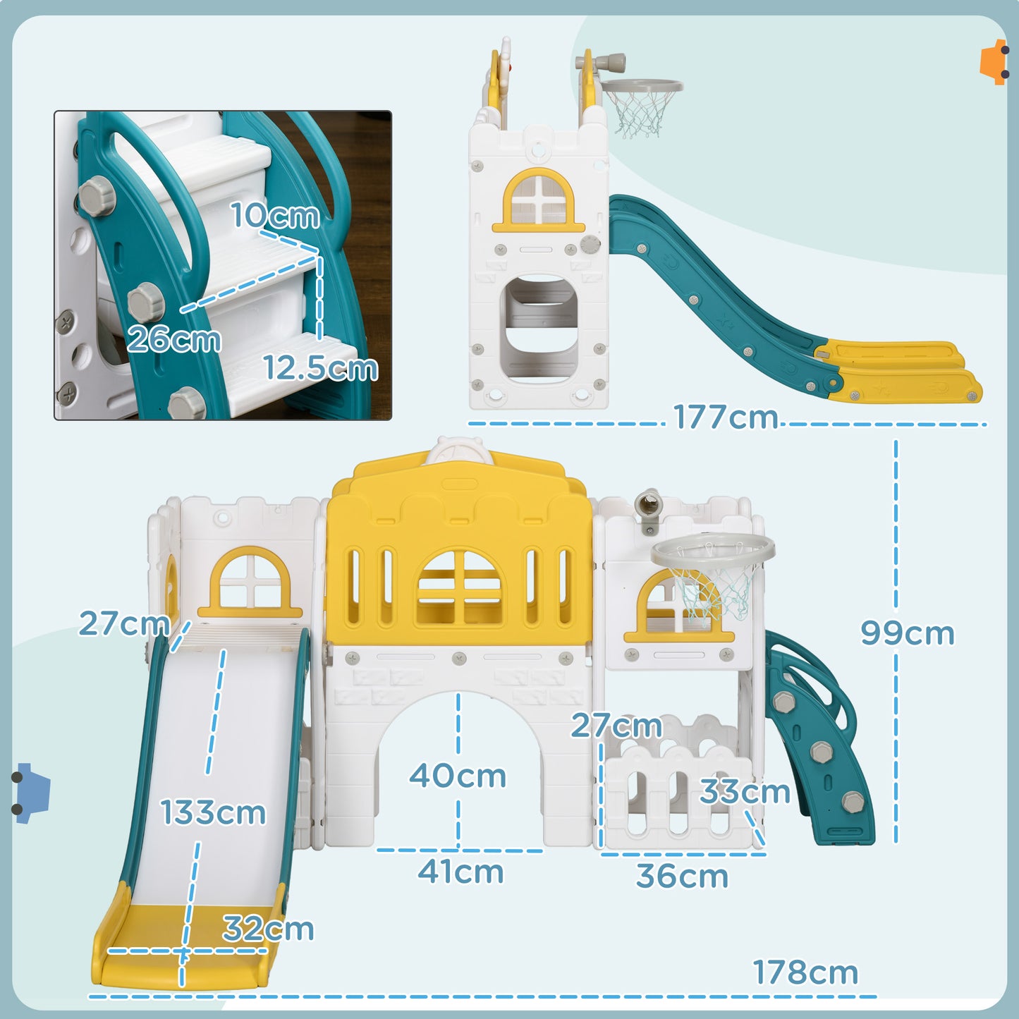 7 in 1 Toddler Slide for 1-3 Years with Basketball Hoop by AIYAPLAY-1