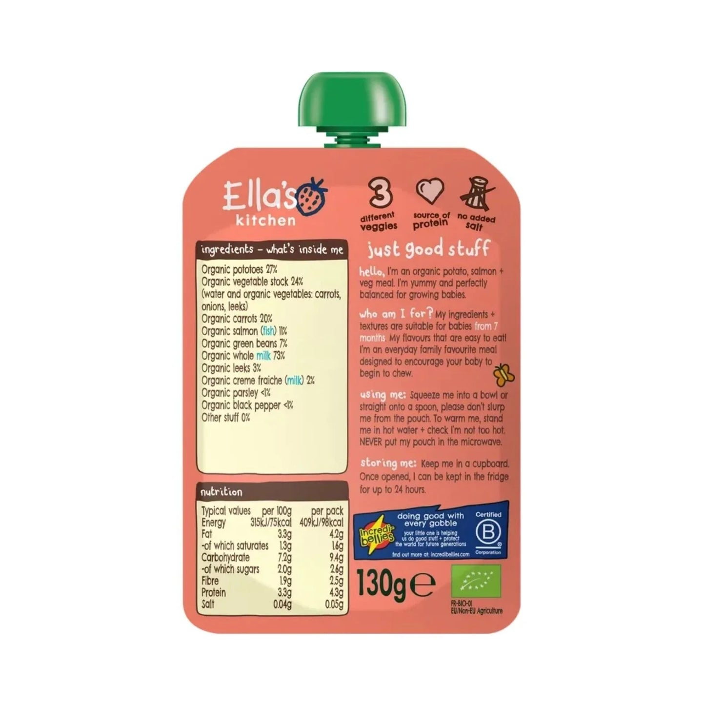 Ella's Kitchen Organic Fish Pie Baby Food Pouch 7+ months 130g