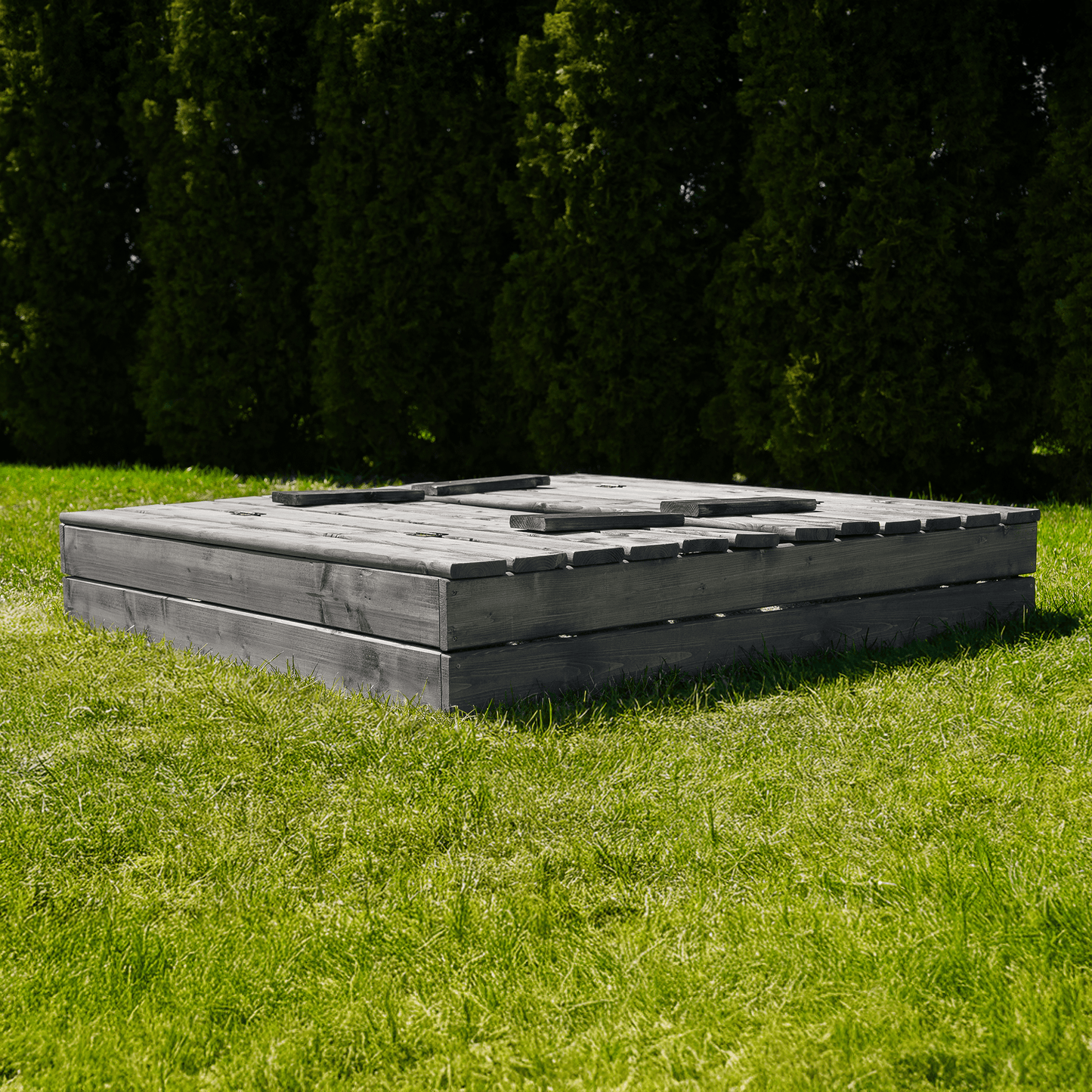 MAMOI Sandbox with cover 120x120 Sandbox Impregnated Sandbox with benches Wooden toy cover Benches 150x150-4