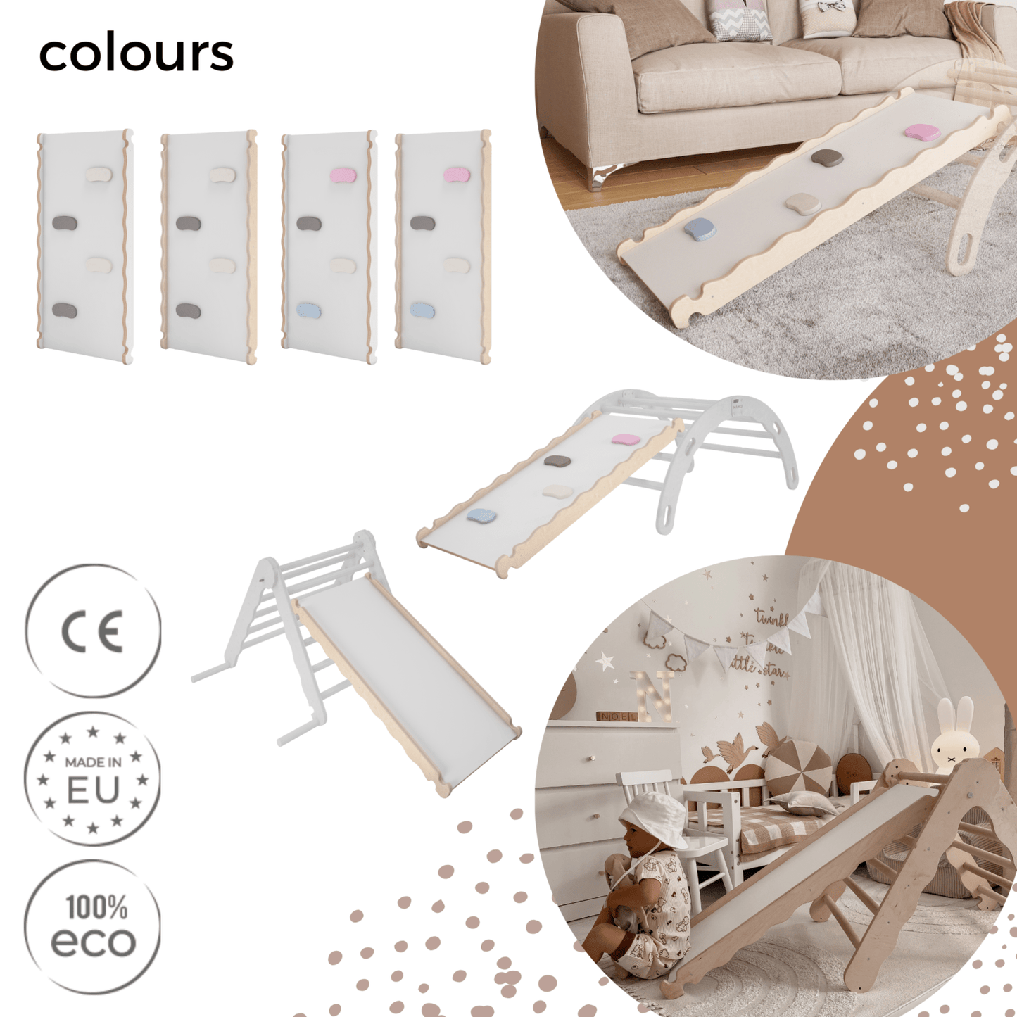 MAMOI® Wooden slide for climbing frame, Indoor baby gym accessories for kids, Small and big toddler slide for climbing triangle, Outdoor child's slides for garden, Childrens montessori toys-5