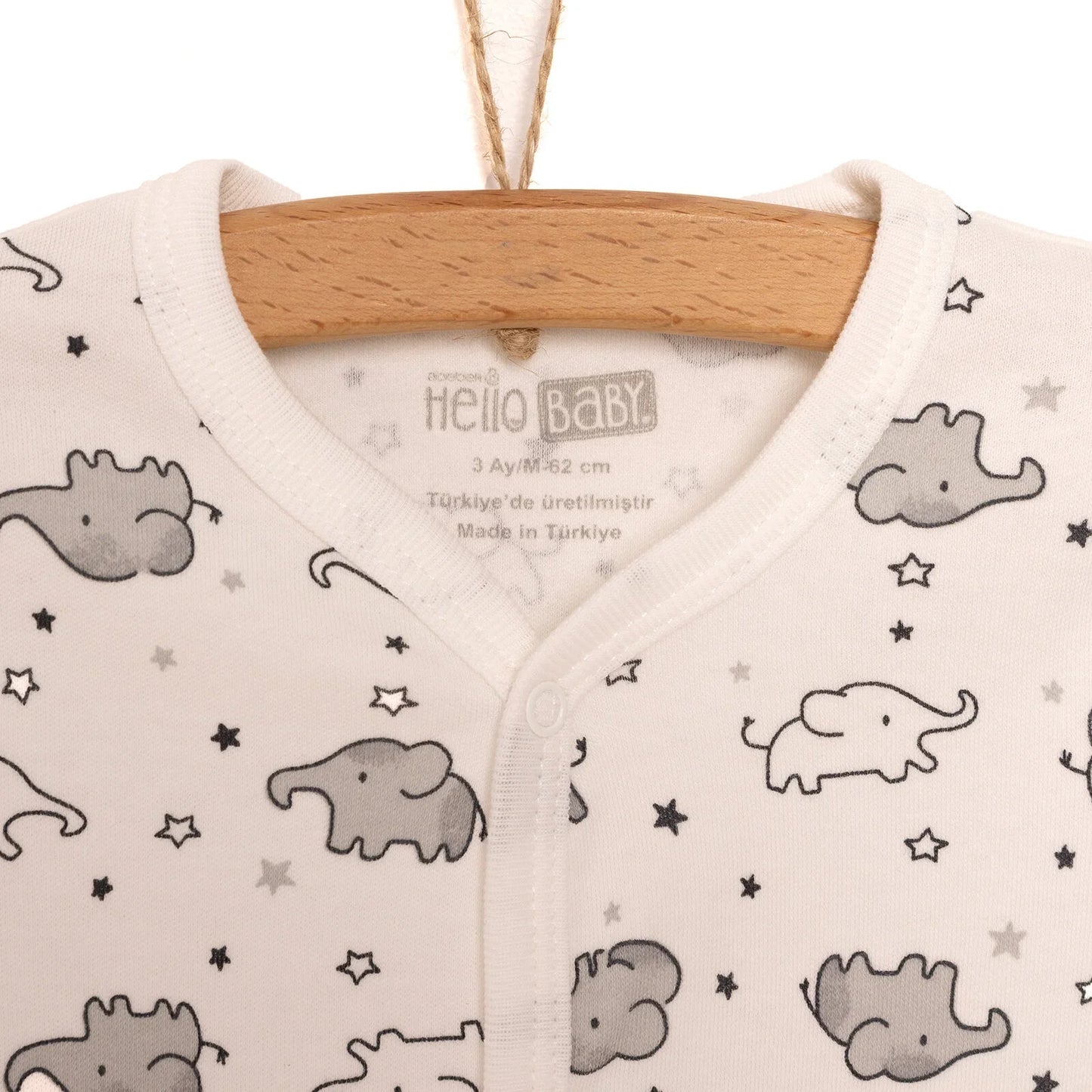 HelloBaby Newborn Unisex Baby Footed Jumpsuit - Body -Hat - Ecru