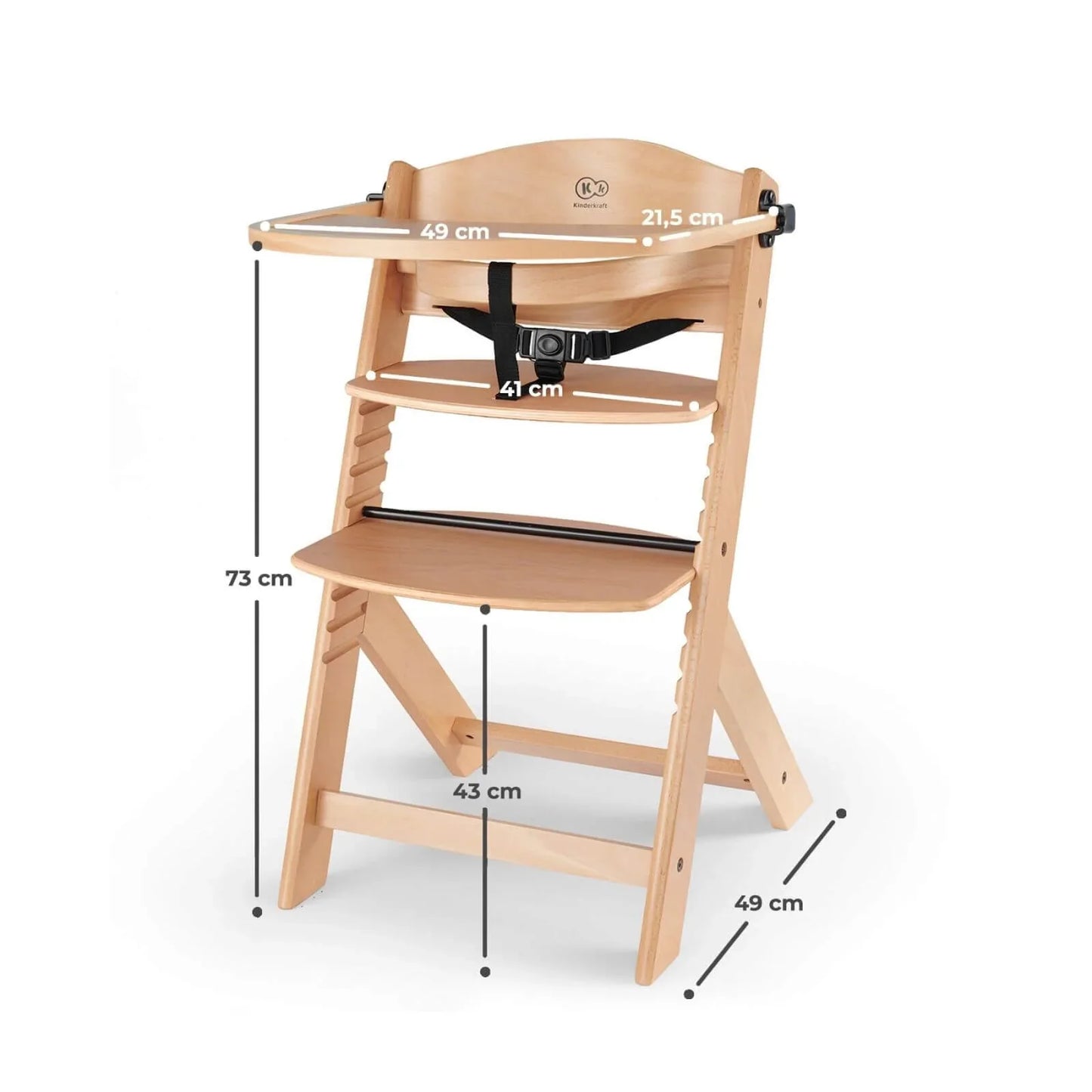Outlet - Kinderkraft Enock Wooden Highchair - Wooden Natural