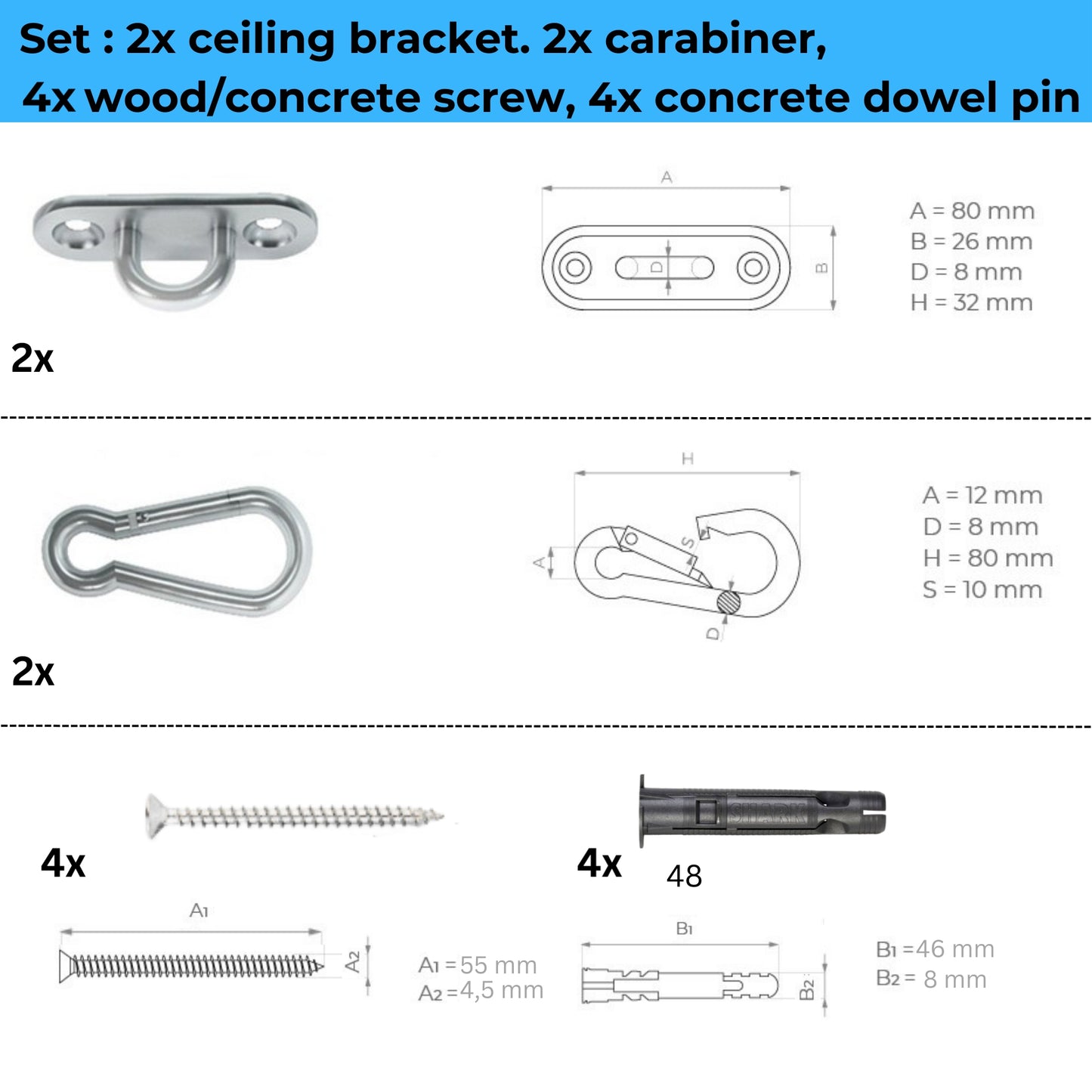 MAMOI® Ceiling hook, Heavy duty bracket, Attachment and hanging accessories for baby swing, swing chair and hammock, Ceiling mount and punch bag hooks-2