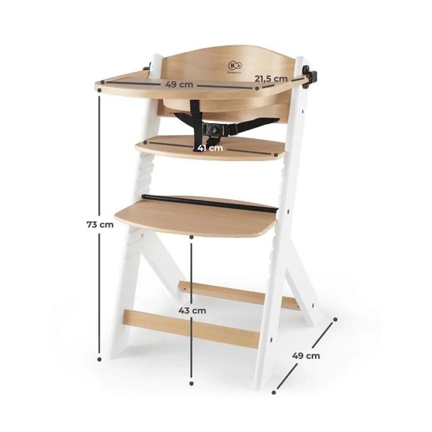 Outlet - Kinderkraft Enock Wooden Highchair - Wooden White