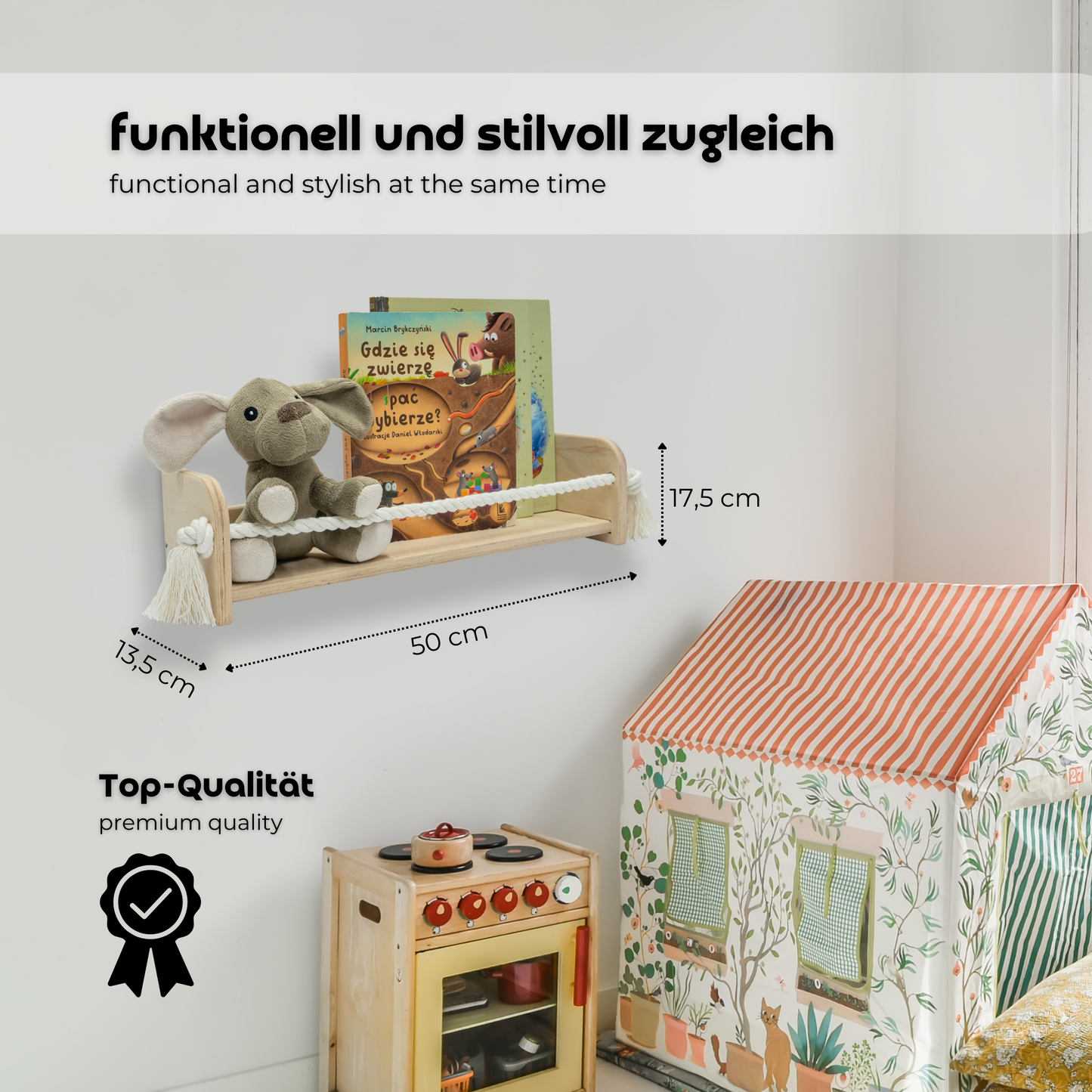 MAMOI® Book shelf for kids, Bookcase for childrens room, Small bookshelf for toddler, Child bookcases and shelves, Wall stand storage and furniture for bedroom-3