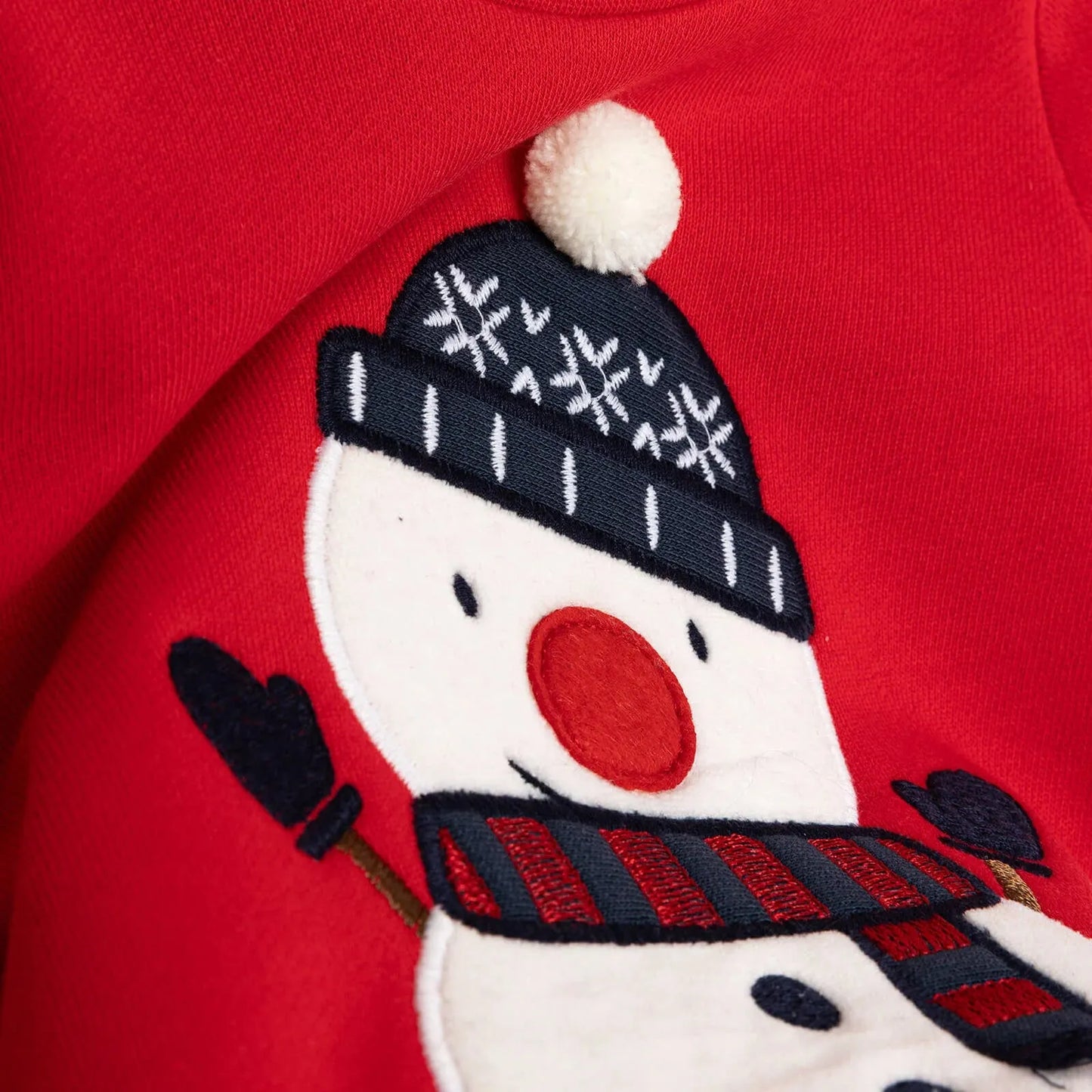 HelloBaby Snowman Sweatshirt-Footed Bottom - Red