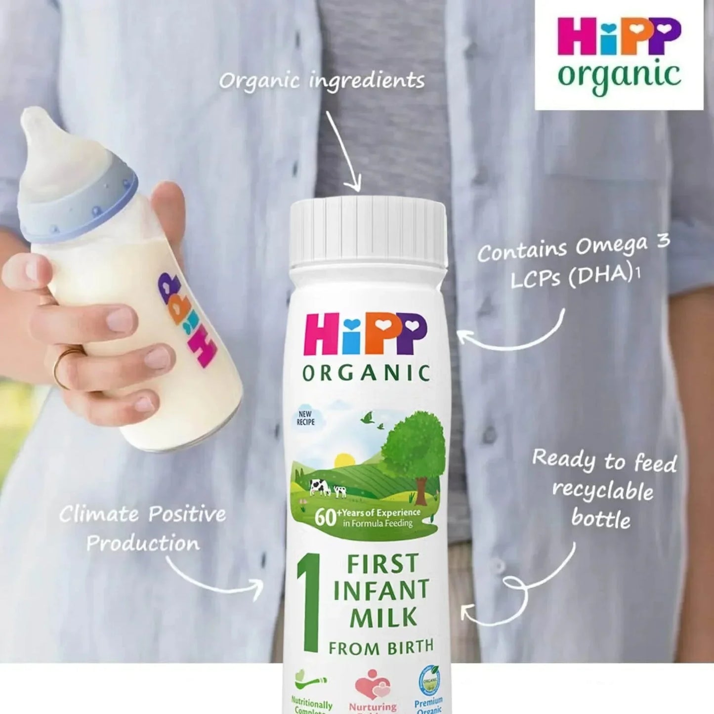 HiPP Organic 1 First Infant Ready to Feed Liquid Milk from Birth 200ml