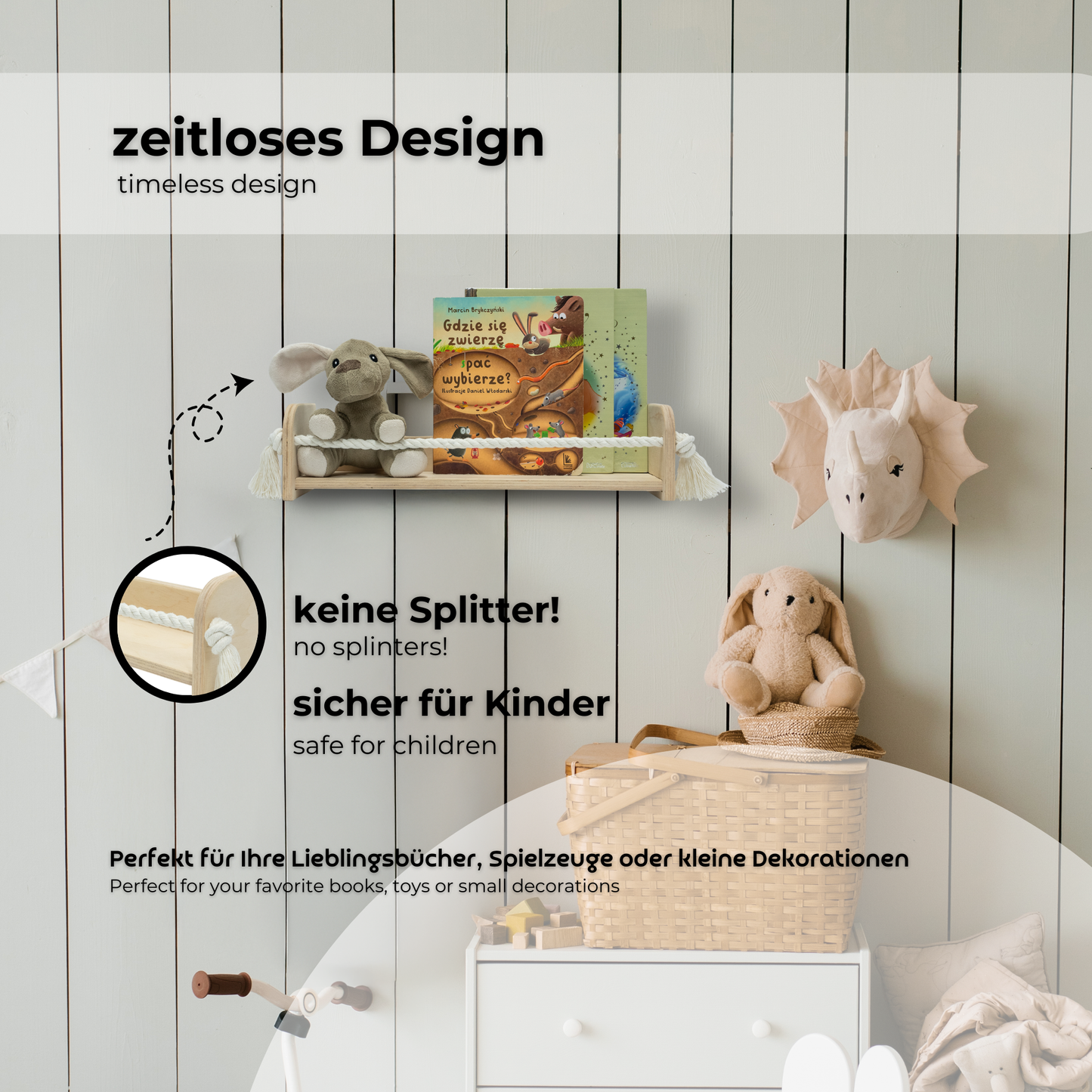 MAMOI® Book shelf for kids, Bookcase for childrens room, Small bookshelf for toddler, Child bookcases and shelves, Wall stand storage and furniture for bedroom-2