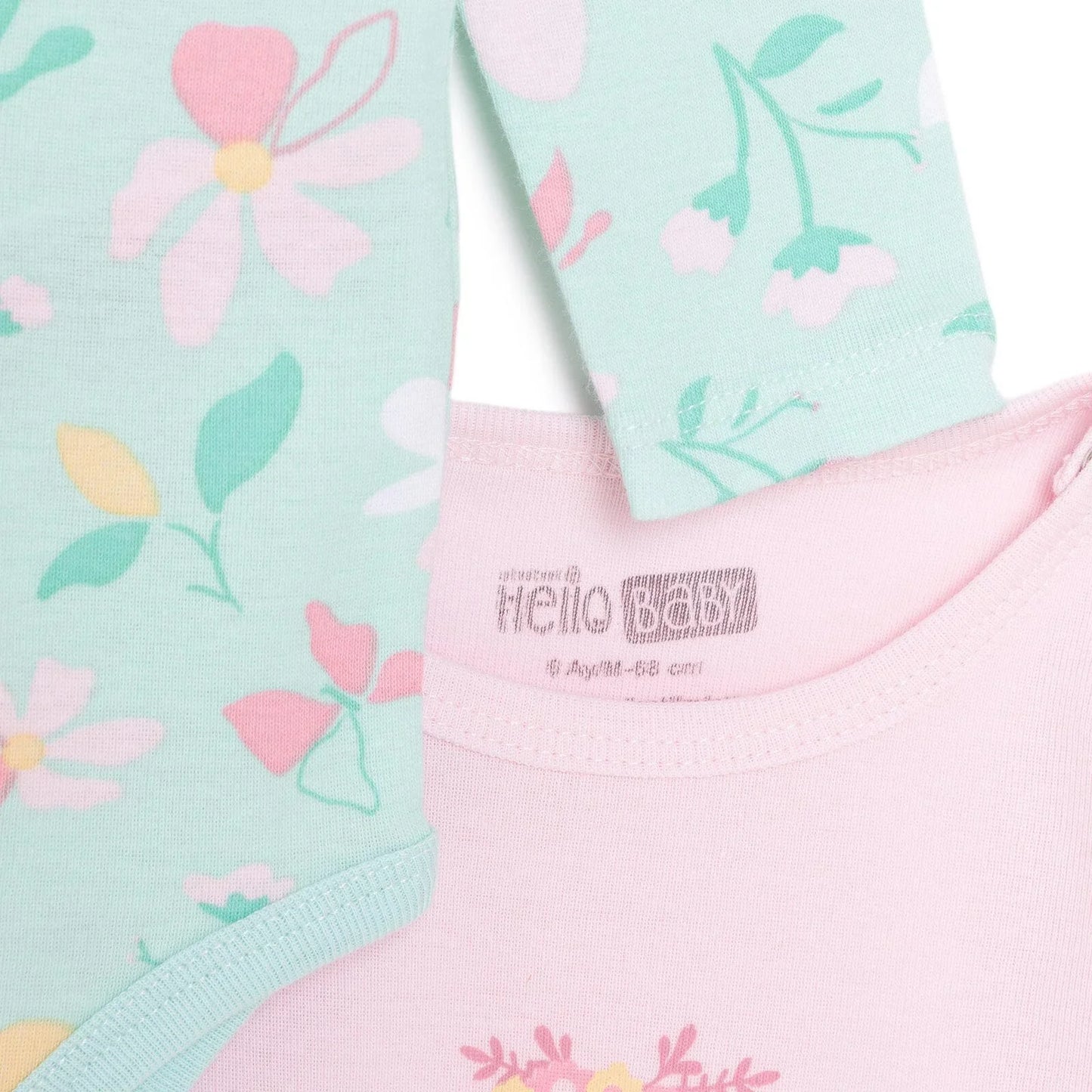 HelloBaby Girl 2-Pack Long Sleeve Bodysuit - Light Pink