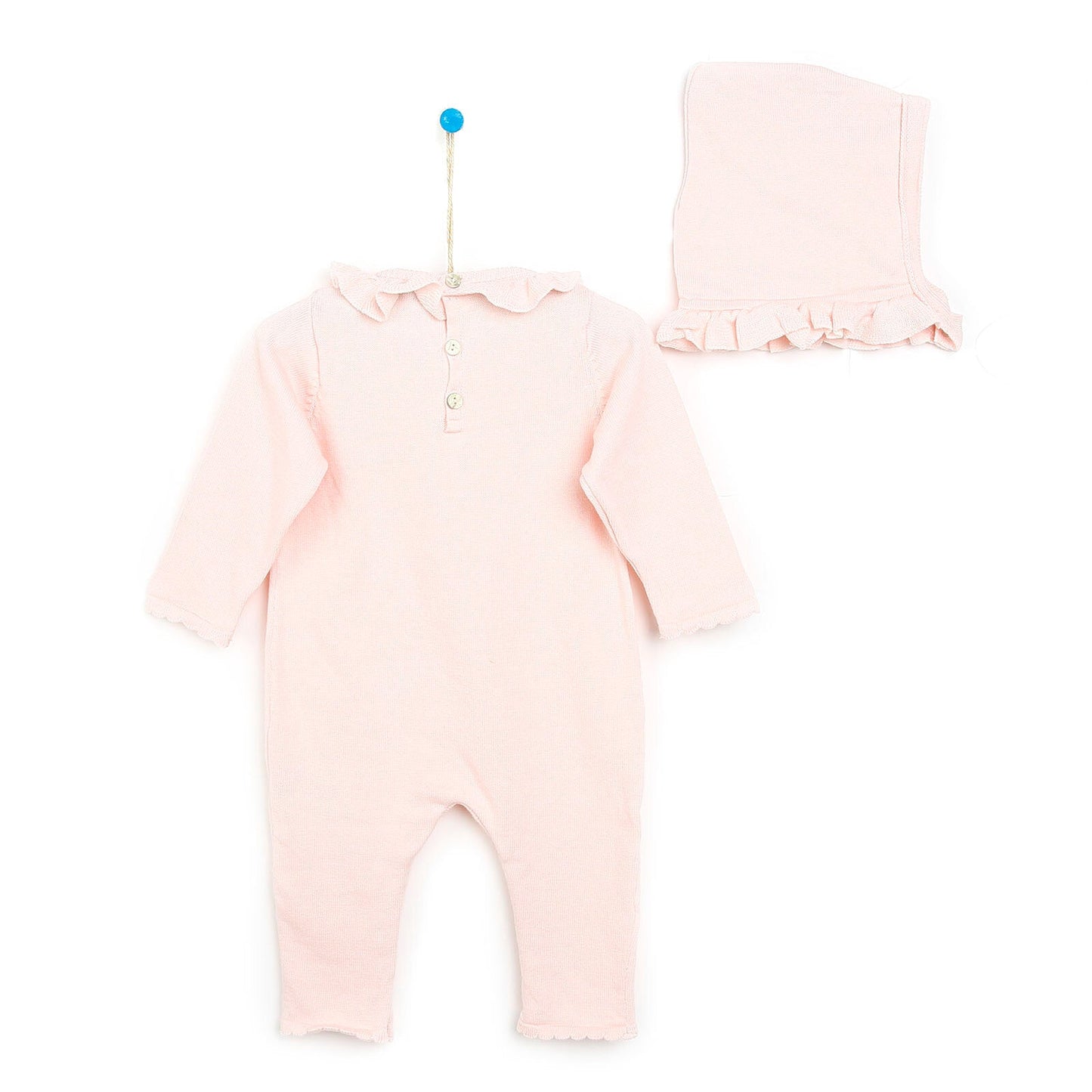 HelloBaby Newborn Knit Ruffled Jumpsuit - Salmon