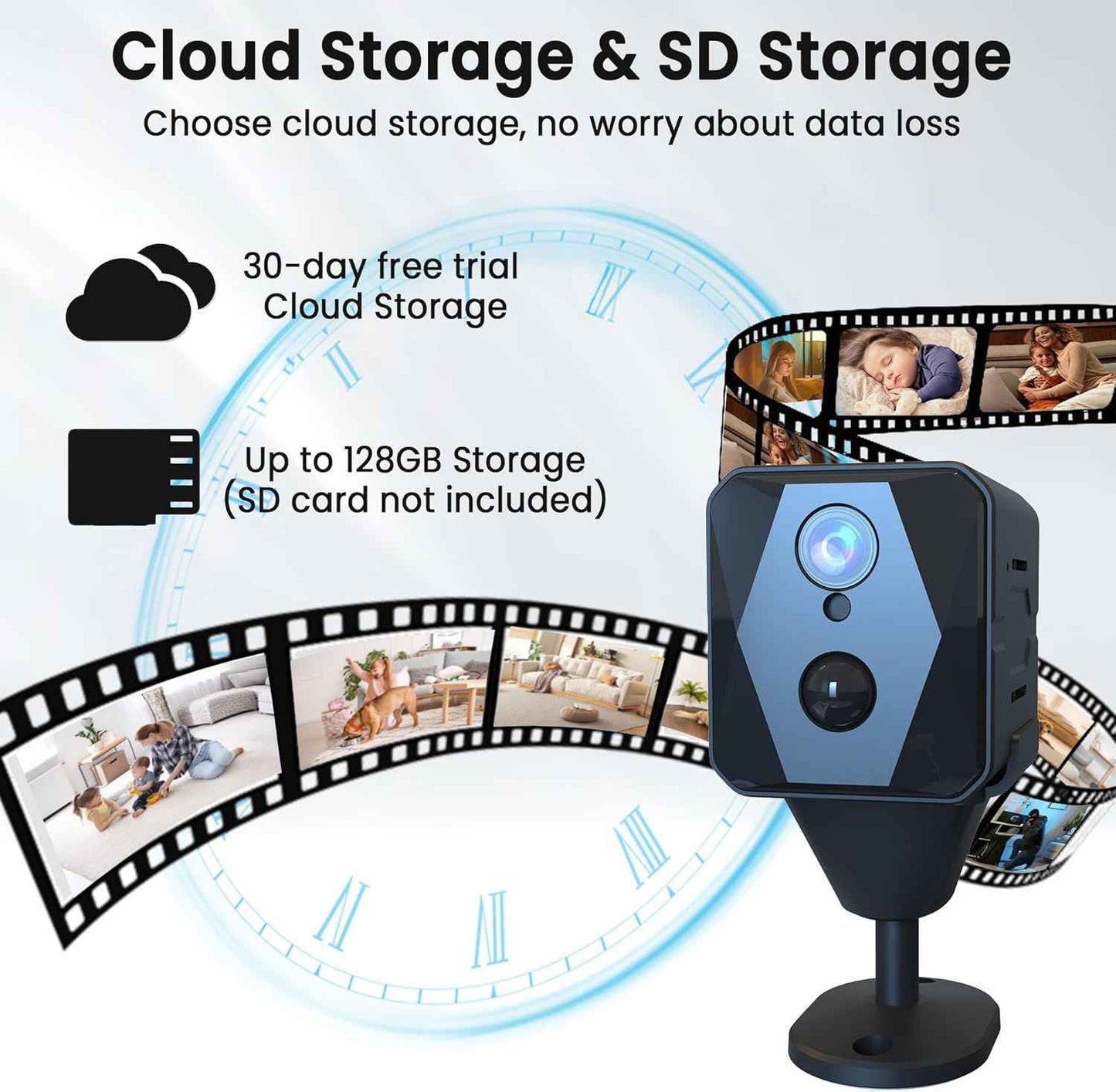 Wi-Fi Security Camera 2K FHD Cloud & SD Storage Motion Detection FREE 64GB Card