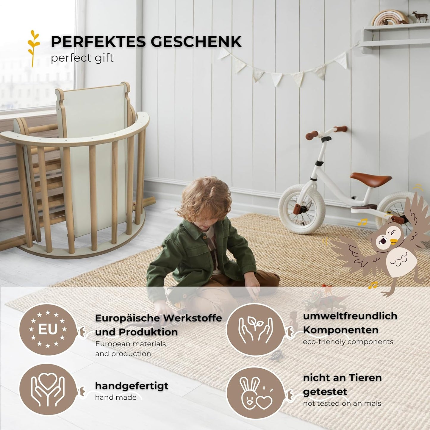 MAMOI® Climbing Frame Climbing Triangle Indoor 4 in 1 SET. Montessori climbing arch with cushions, indoor playground 1-3 years and slide for children.-2