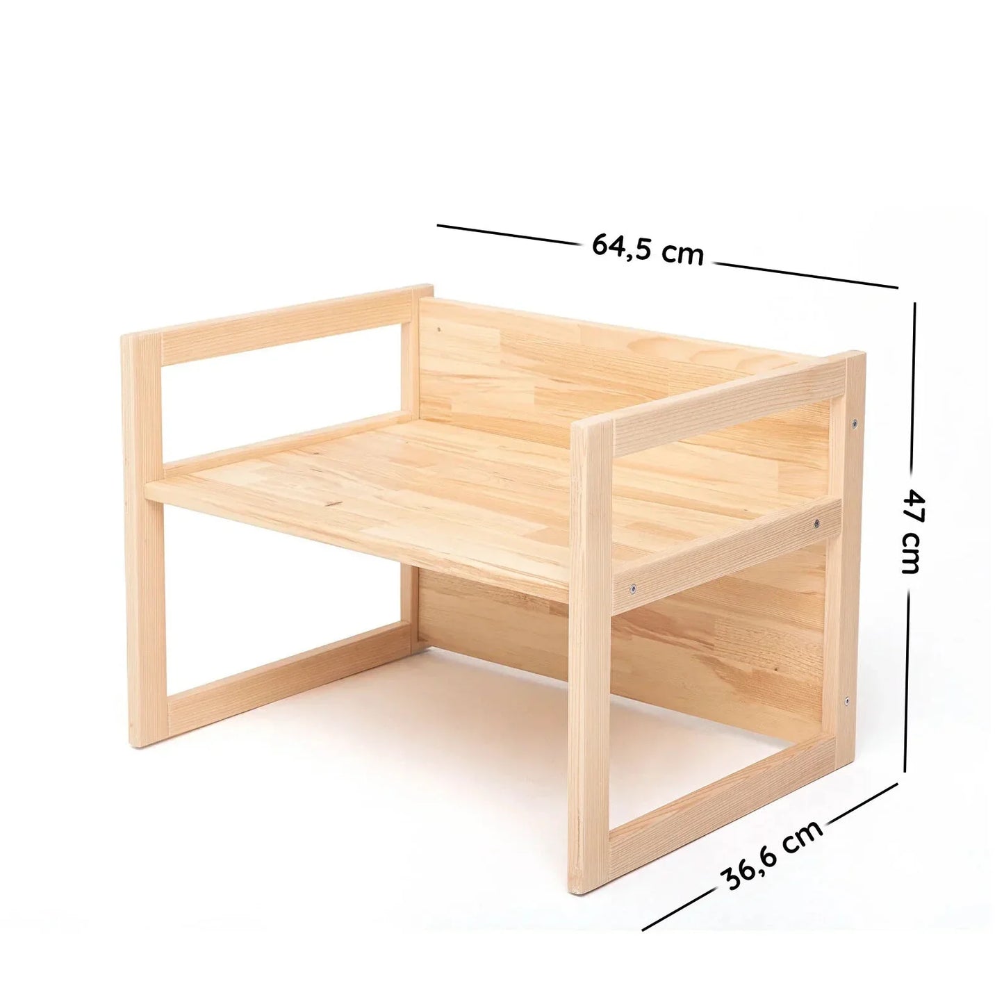 Montessori Wooden Convertable Table & Chair 36,6 cm (W) x 47 cm (H) x 64,5 cm (L)