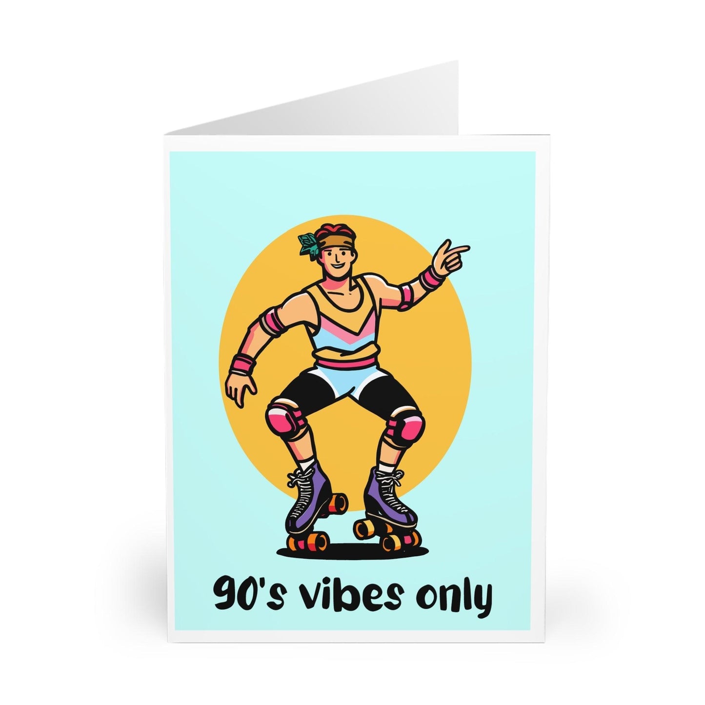 90s Vibes Only – Funny Roller Skater Greeting Card