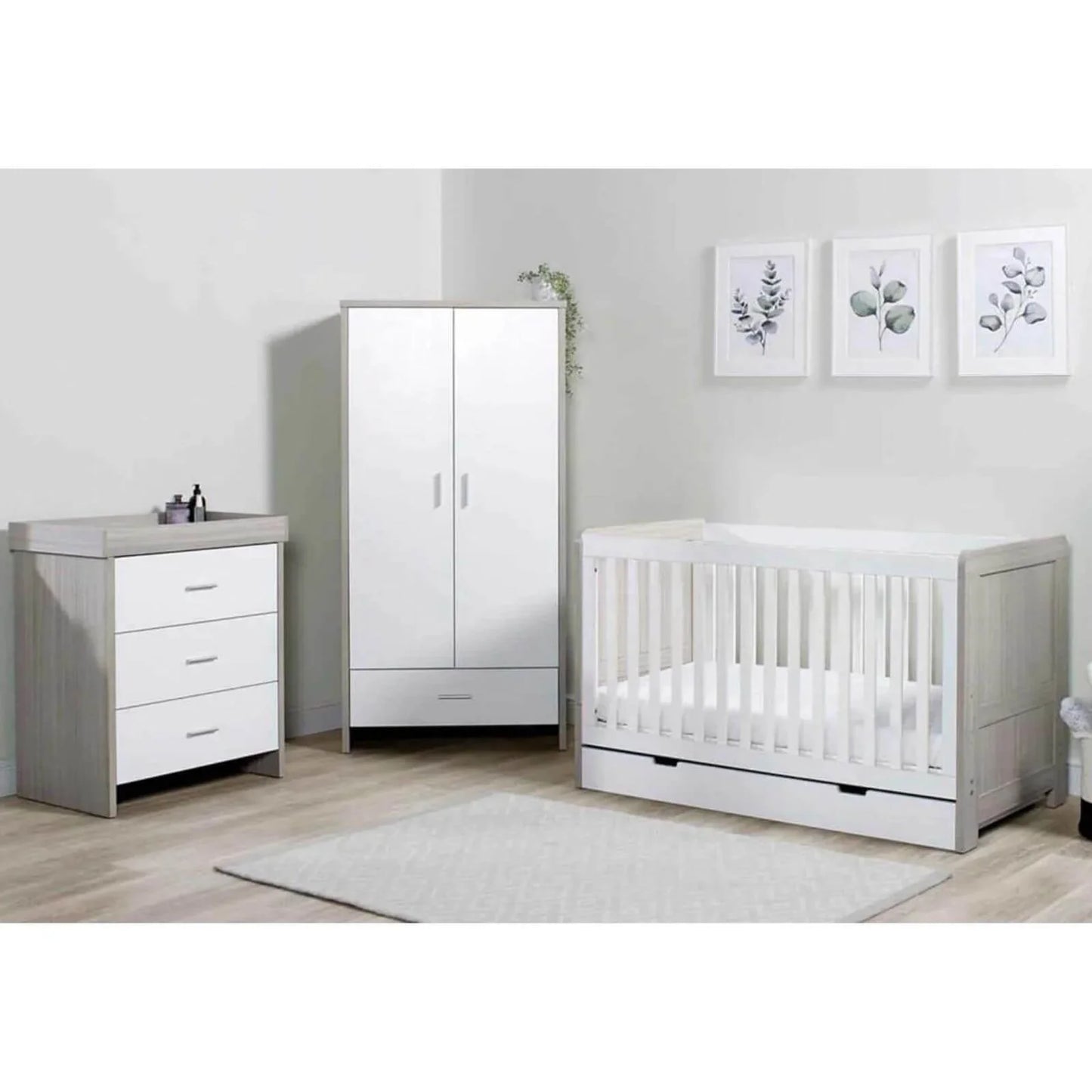 Ickle Bubba Pembrey Furniture Set Under Drawer Ash Grey & White 3 pcs - Premium Pocket Sprung Mattress