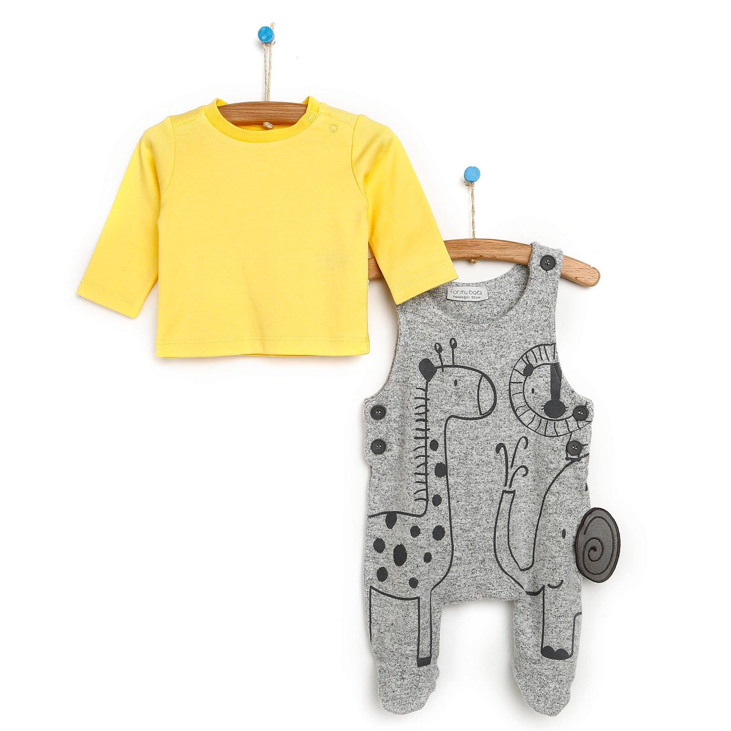 For My Baby Newborn Wild Overalls-Sweatshirt - Grey Melange