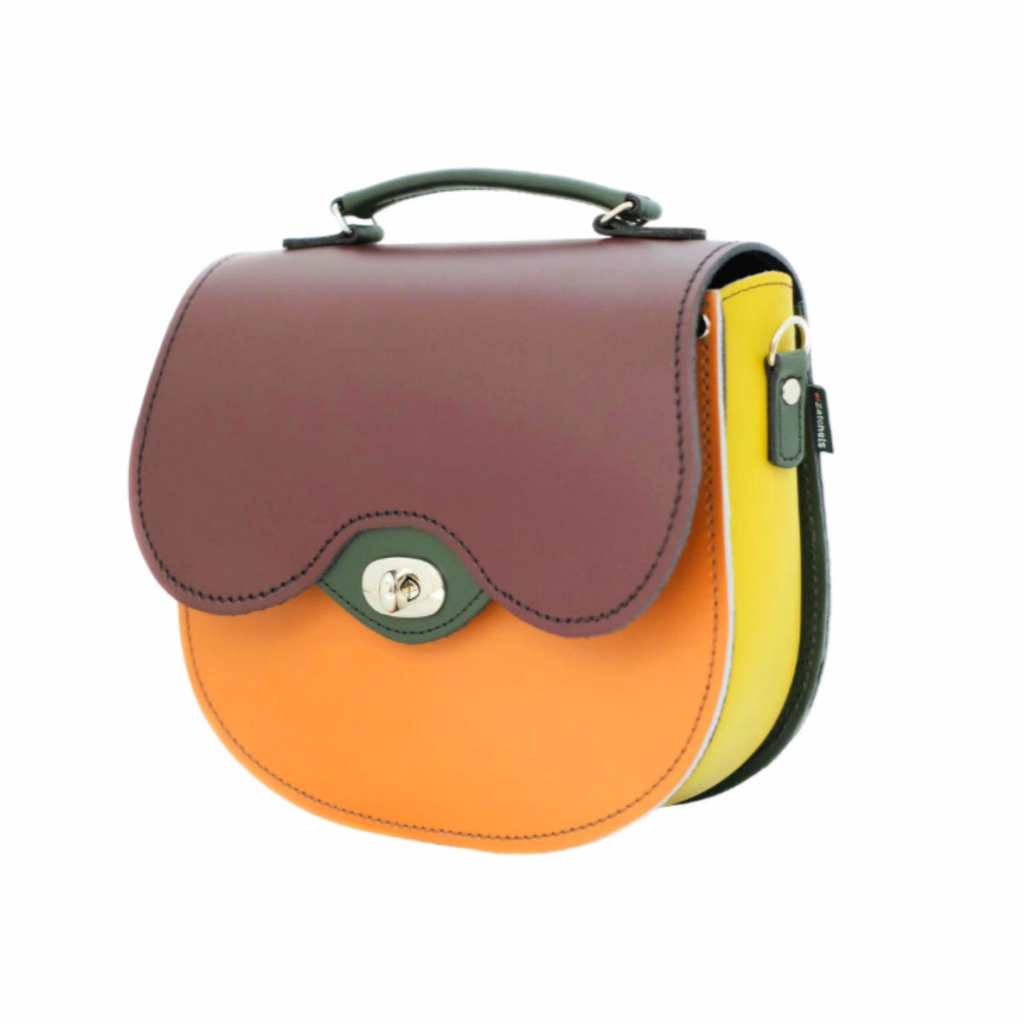 Handmade Leather Twist Lock Saddle Bag - Autumnal Kaleidoscope-1