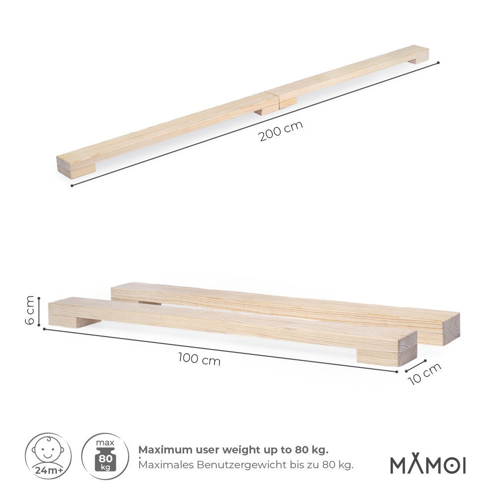 MAMOI® Gymnastics beam for kids (200 cm), Padded non-slip folding balance beam, Kids gym equipment at home, Gymnastic floor beams & bases for children-2
