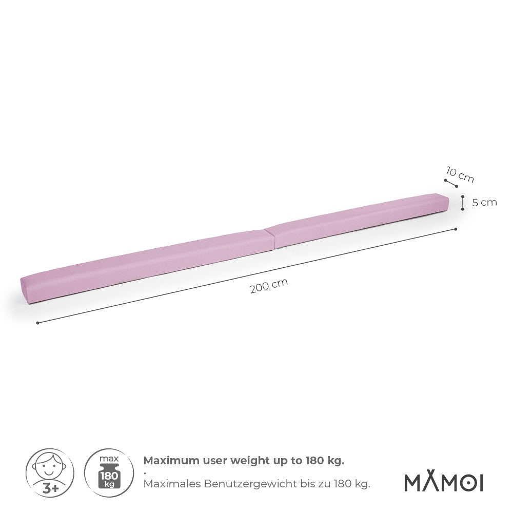 MAMOI® Gymnastics beam for kids Pink (200 cm), Padded non-slip folding balance beam, Kids gym equipment at home, Gymnastic floor beams & bases for children-2