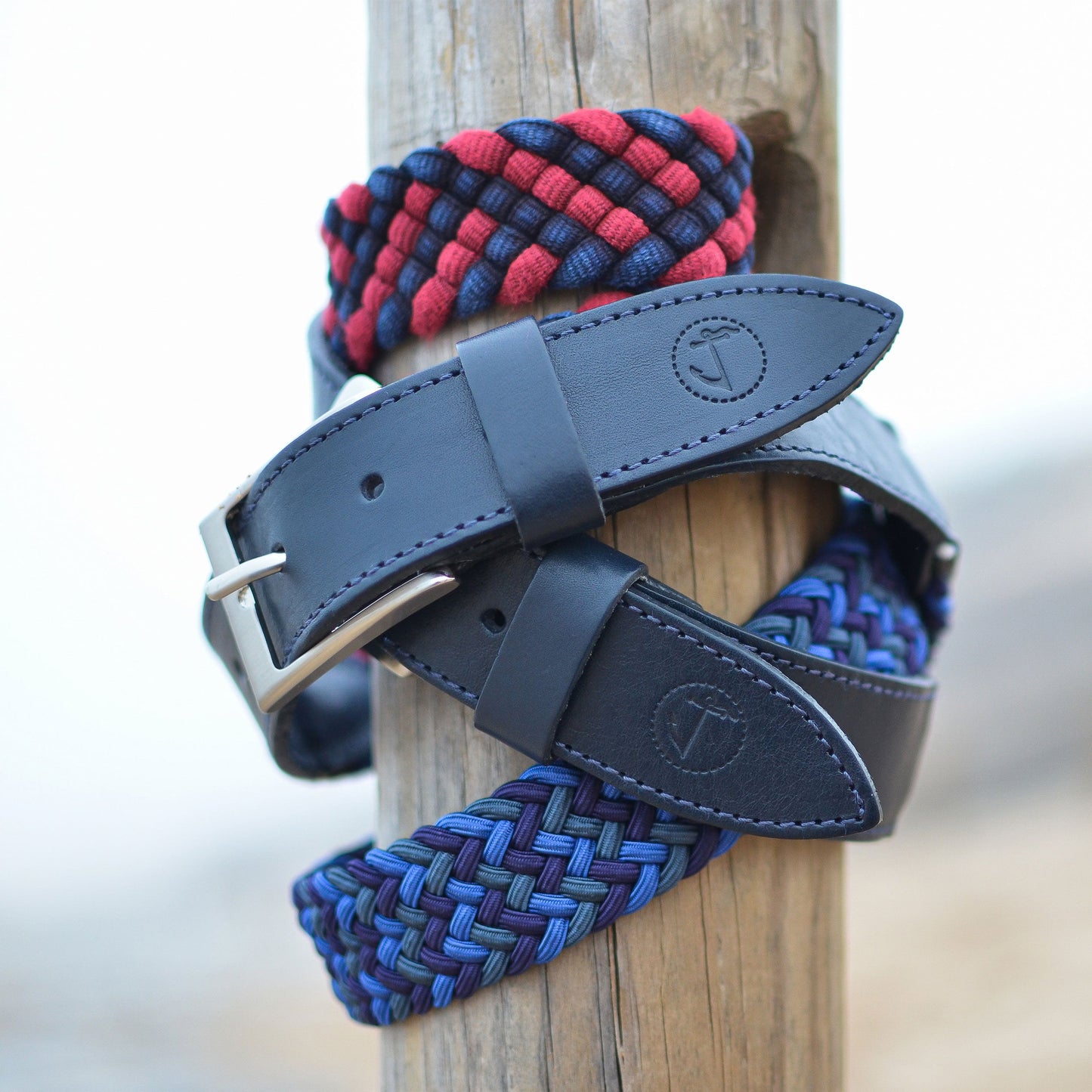 Elastic Braided Fabric and Leather Belt Ionian-2