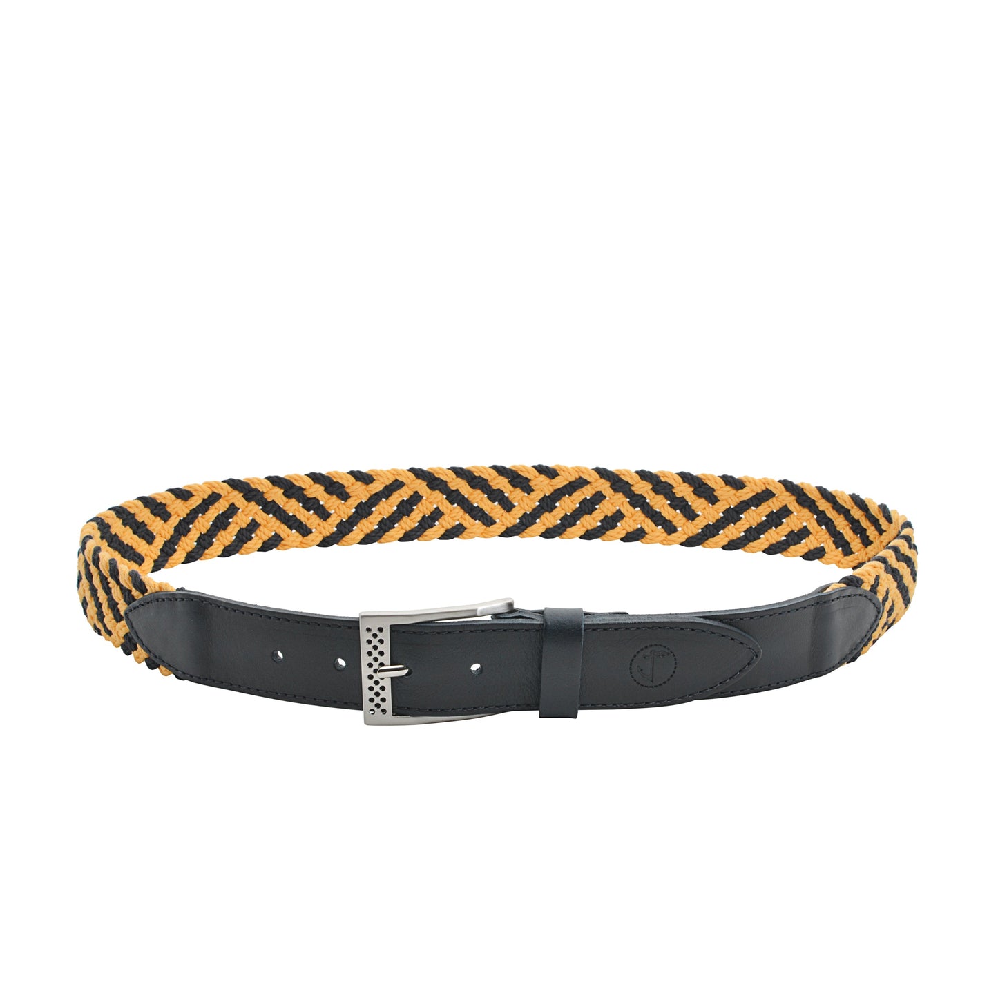 Braided Fabric and Leather Belt Topaz-1