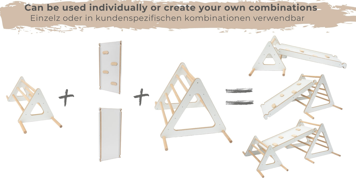 Set: climbing triangle + slide for children | Climbing frame and slide for kids minimalist design | Yarnwood triangle for toddlers with slide 100% ECO | Made in EU-2