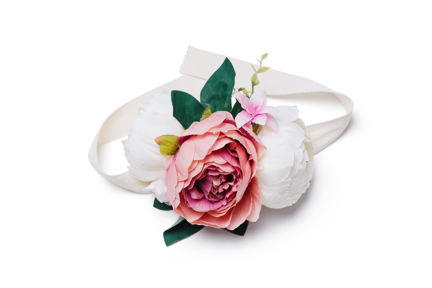 MINICAMP Pfingstrosen-Blumengirlande für Tipi & Kinderzimmer-Dekor | Weiß & Pfirsich