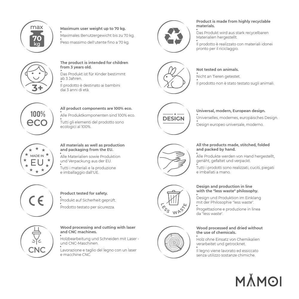 MAMOI® Rope ladder durable climbing ladder for children made of wood and cotton cord | Scandinavian design | 100% ECO | Made in the EU-3