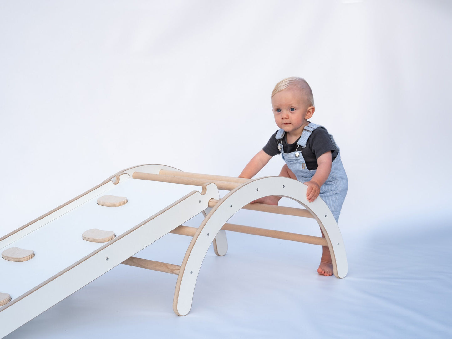 Set: climbing triangle + cradle + slide for children | Climbing frame and slide for kids minimalist design | Yarnwood triangle for toddlers with slide 100% ECO | Made in EU-6