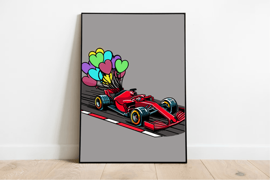 F1 Balloon Car – Whimsical Racing Art Print