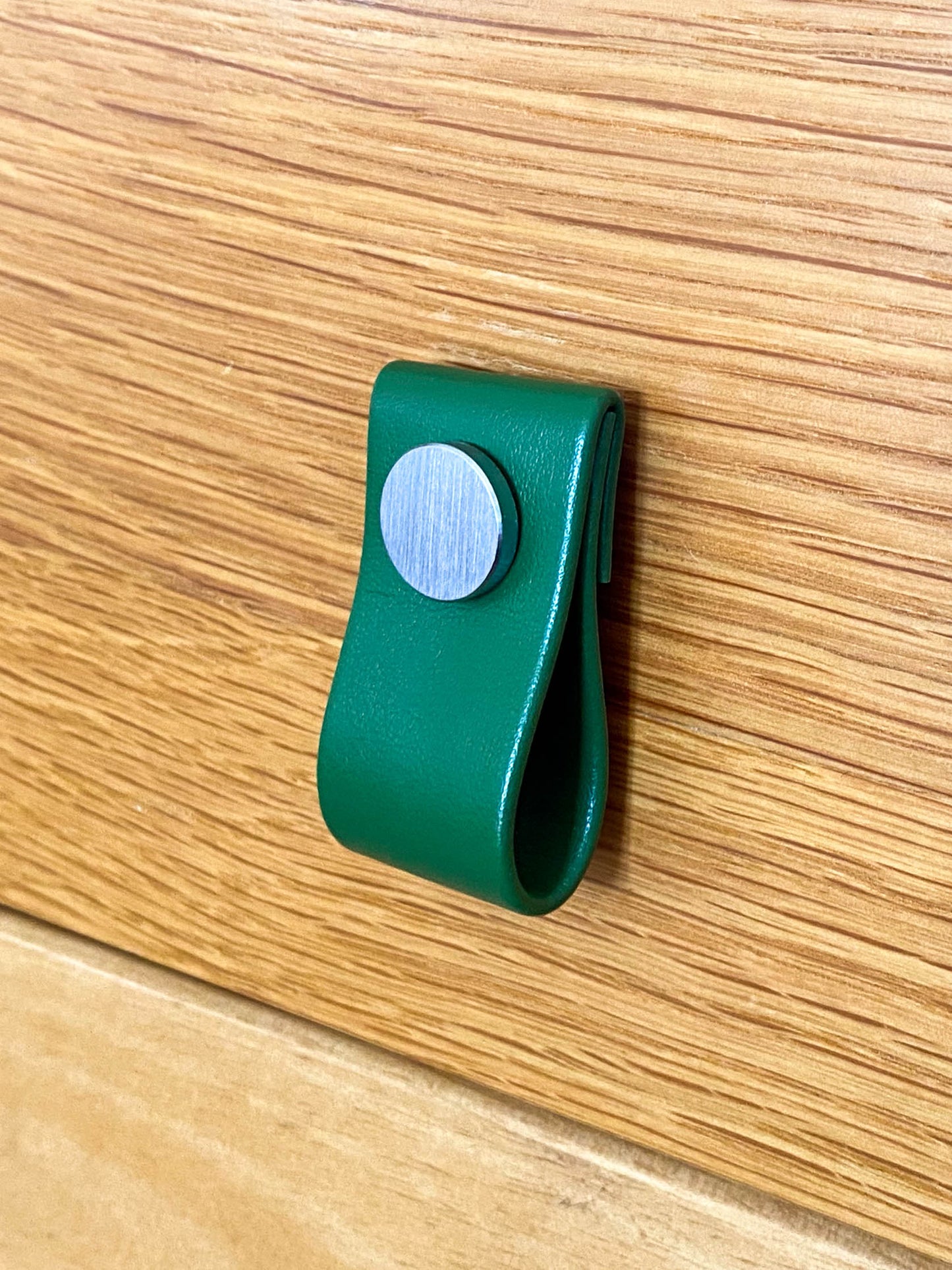 Cupboard door drawer pull, made with apple leather-7