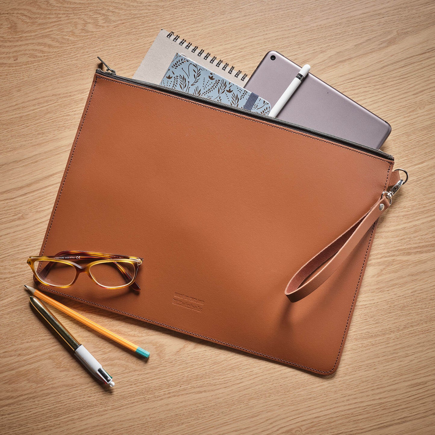 Handmade Leather Folio Case - Marsala Red-3
