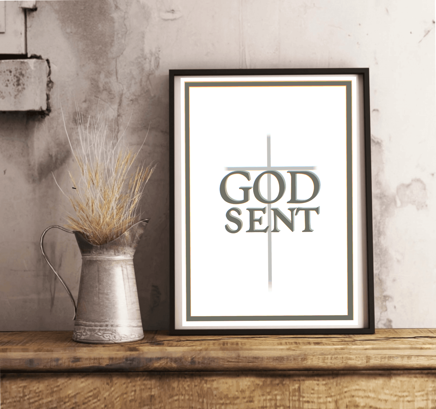 GODSENT Faith-Inspired Art Print – Divine Cross Wall Decor
