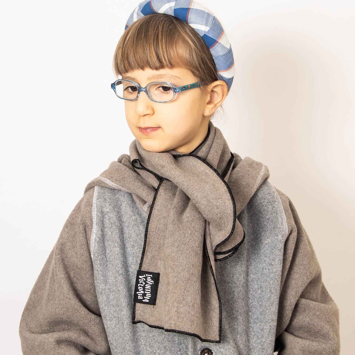 Beige Cotton Fleece Scarf-1