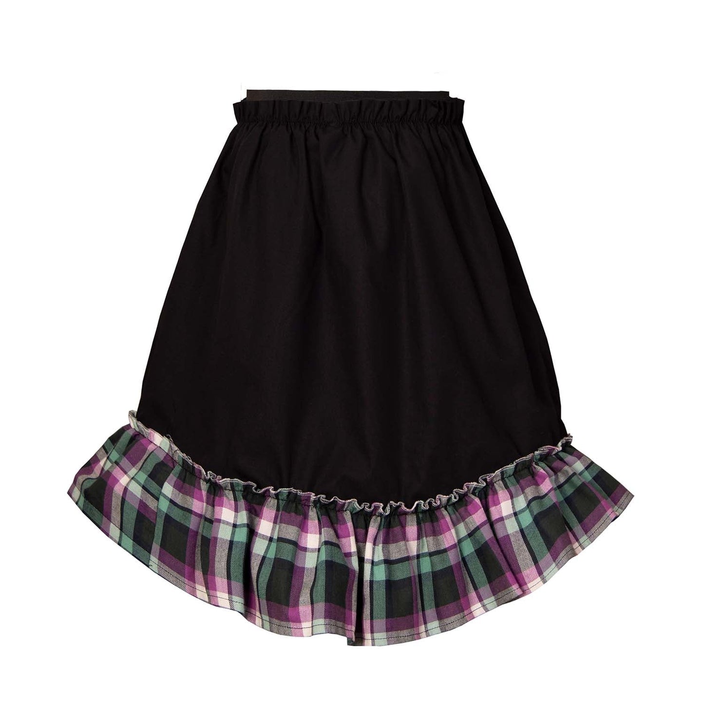 Black Skirt with Tartan Detail in Red & Green-2