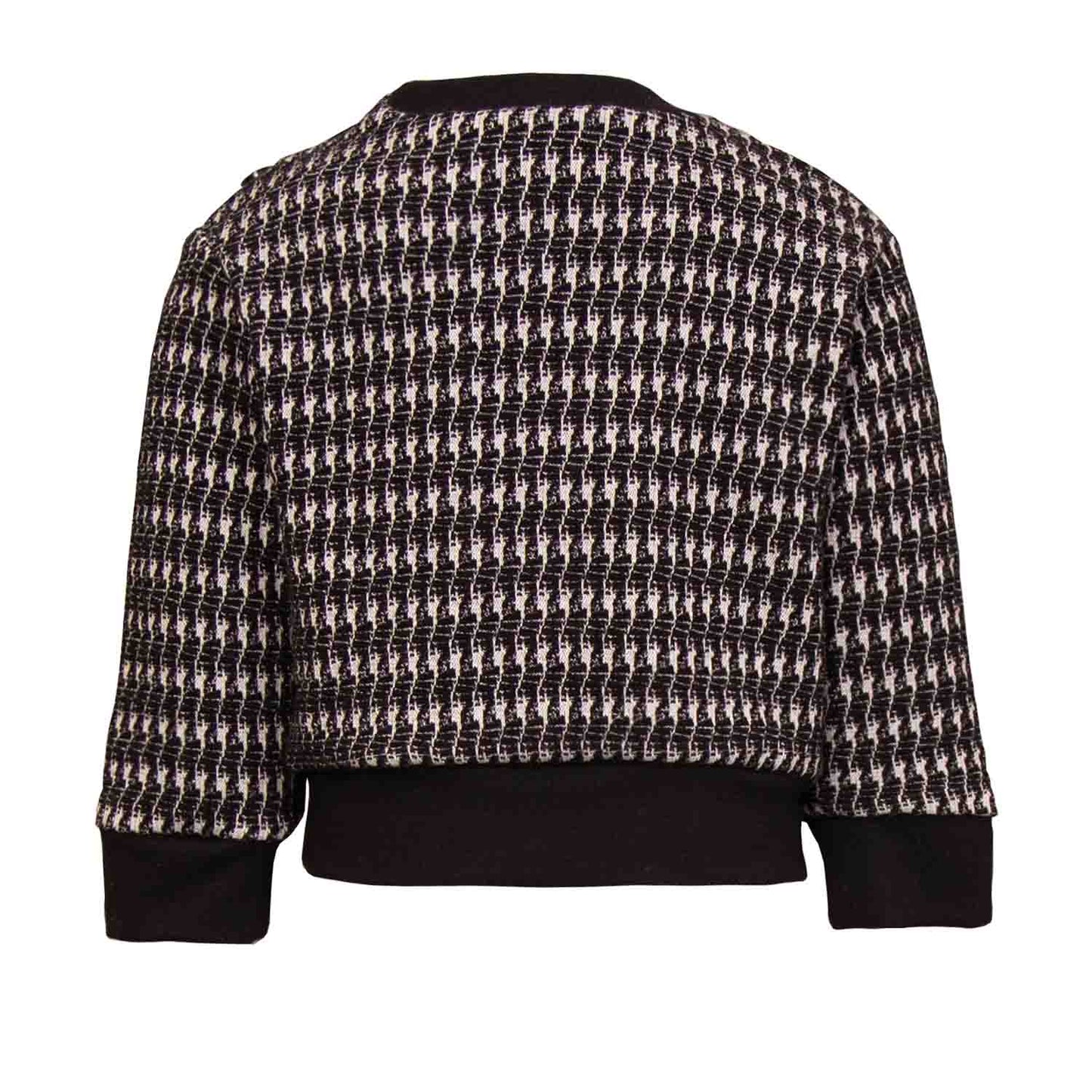 Black and white pied de poule Baby Sweatshirt with Unicorn Appliqué-1